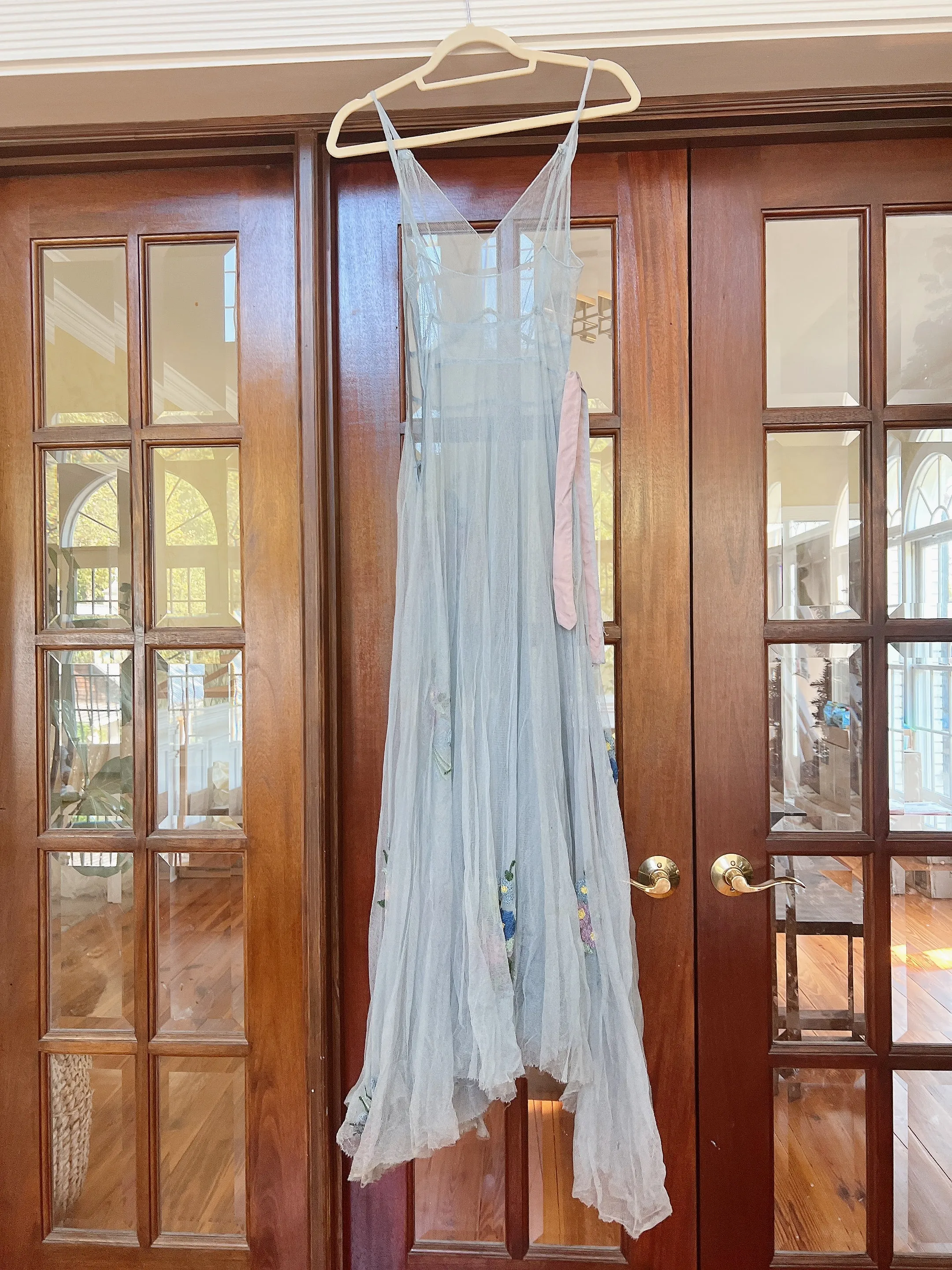 1930s Blue Sheer Tulle Dress - XS