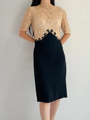 1930s Lace and Rayon Dress - XS