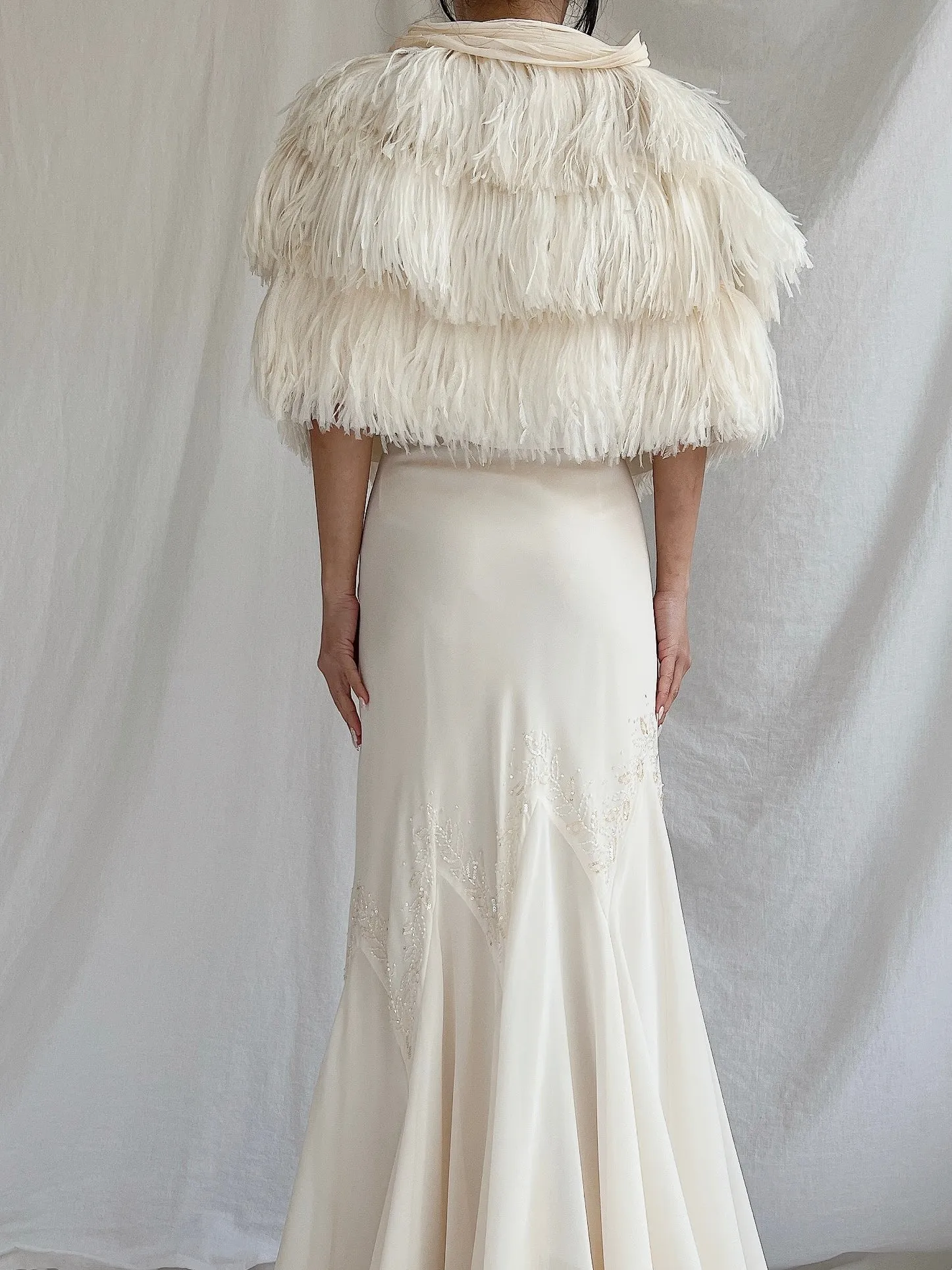 1930s Rayon and Feather Capelet - OSFM
