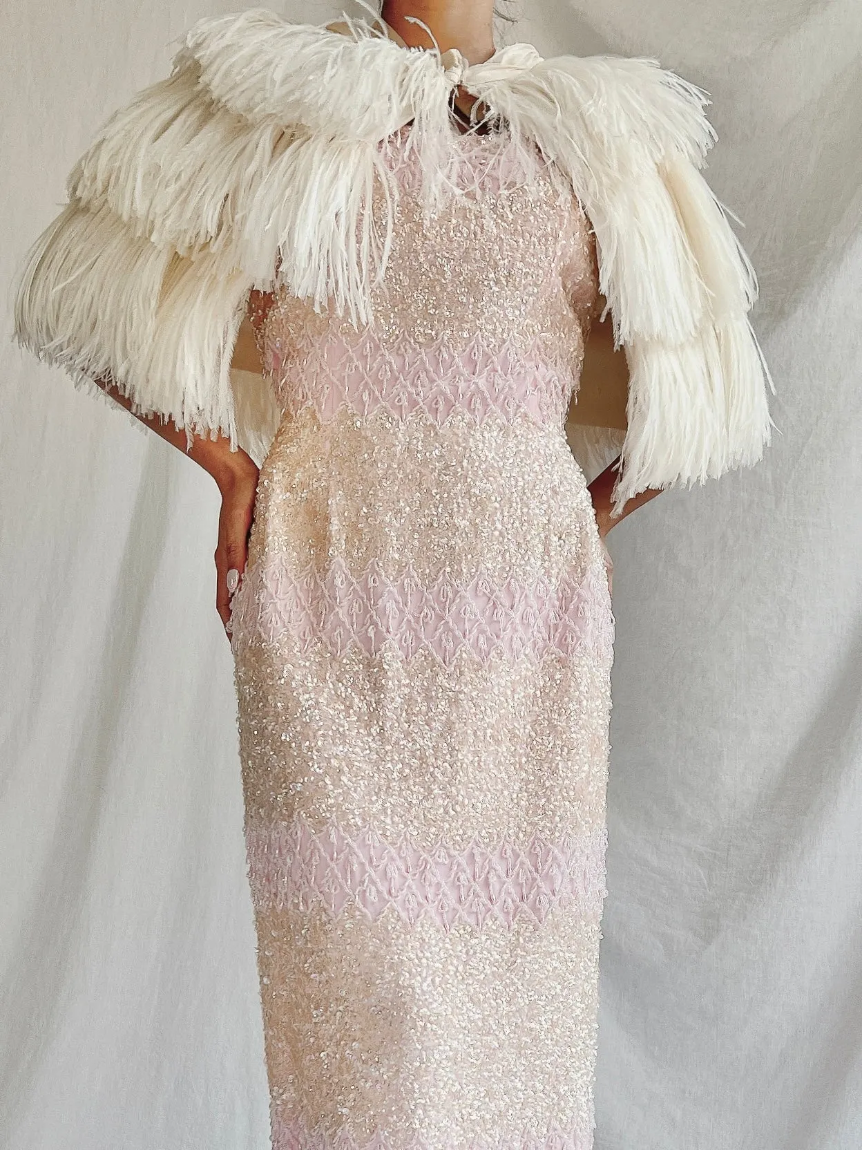 1930s Rayon and Feather Capelet - OSFM