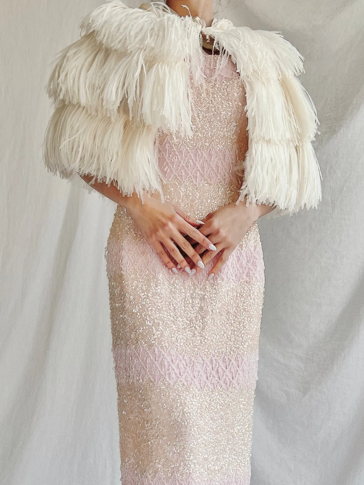 1930s Rayon and Feather Capelet - OSFM