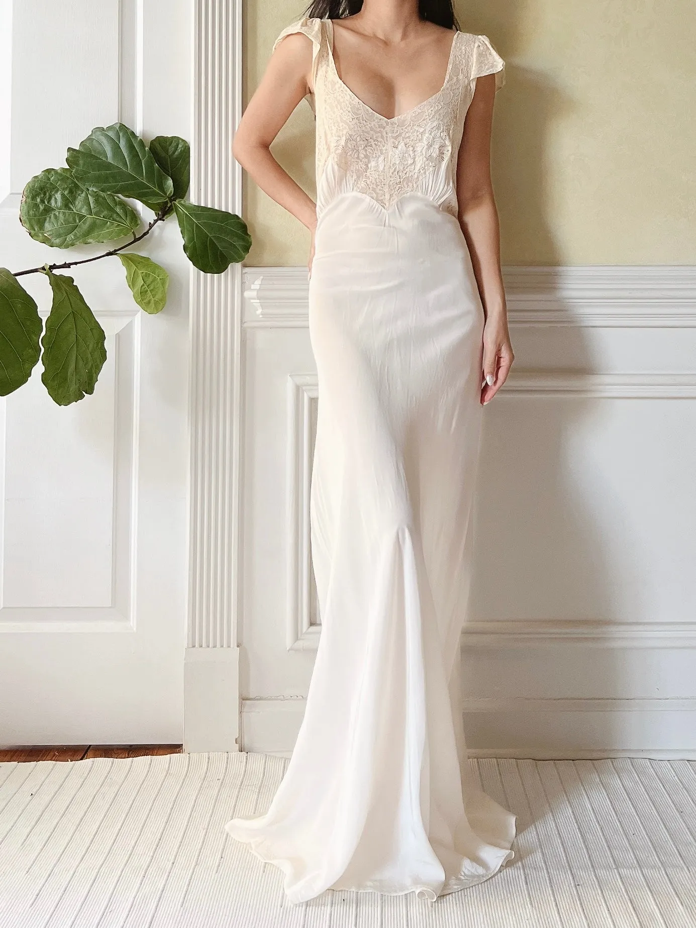 1930s Rayon Bias Slip Gown - M