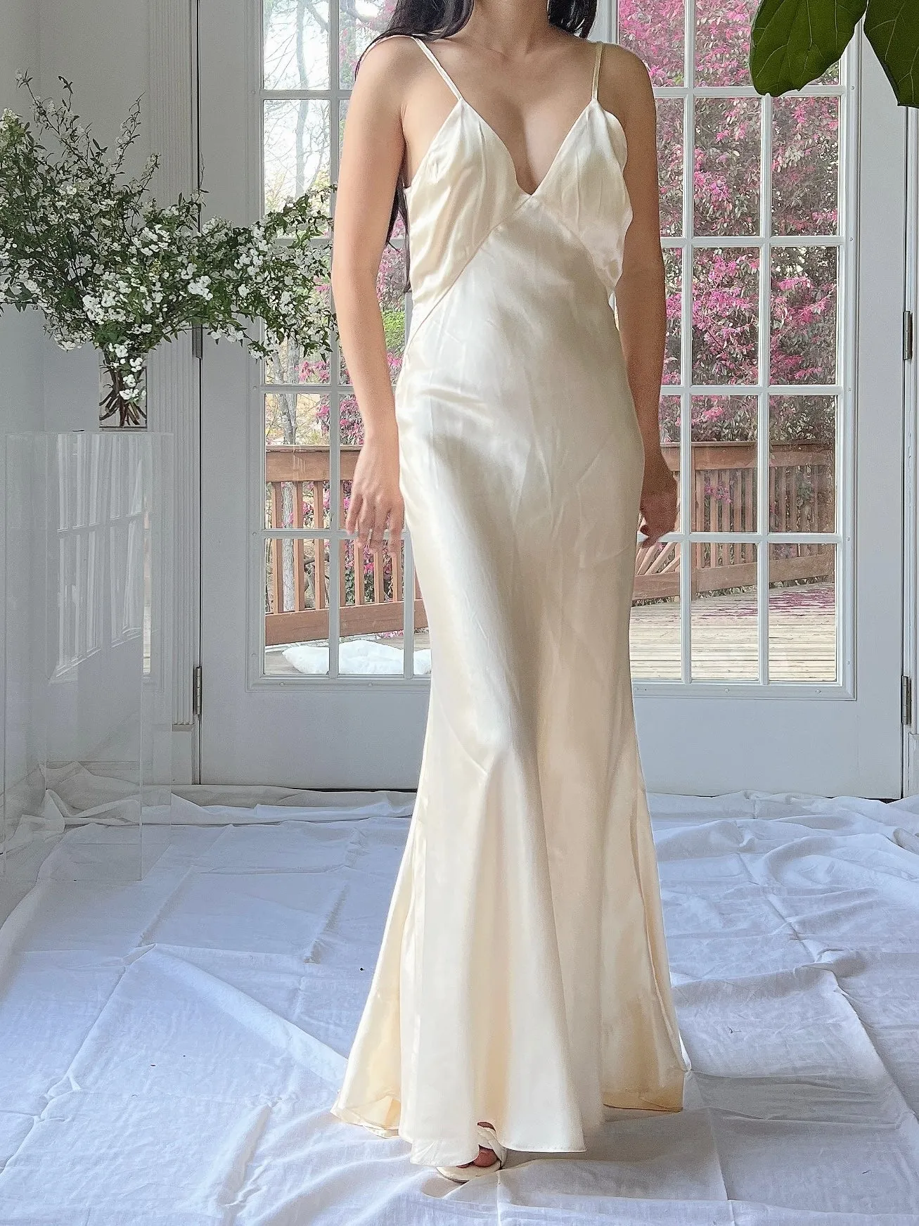 1930s Satin Bias Cut Slip - XS