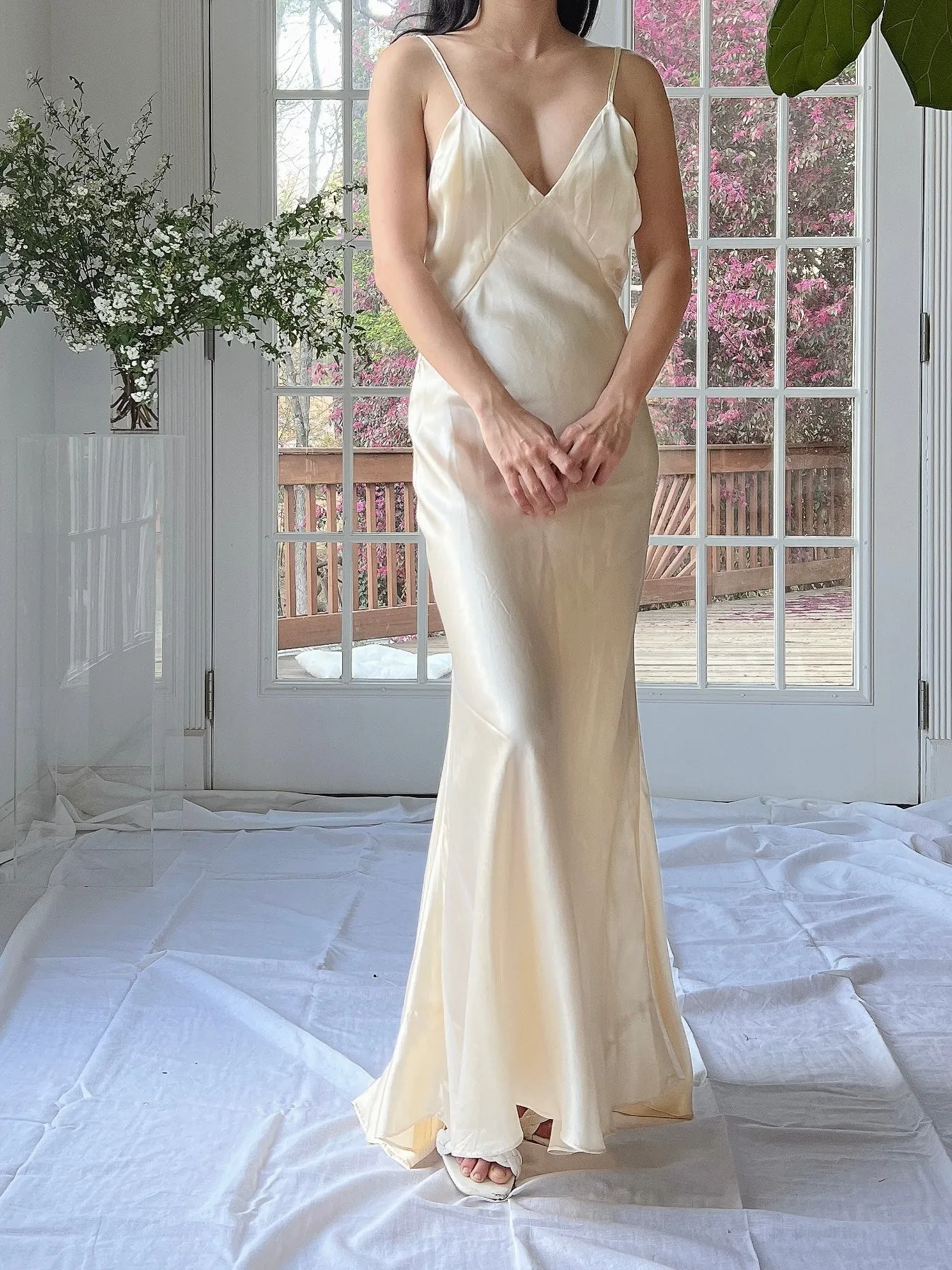1930s Satin Bias Cut Slip - XS