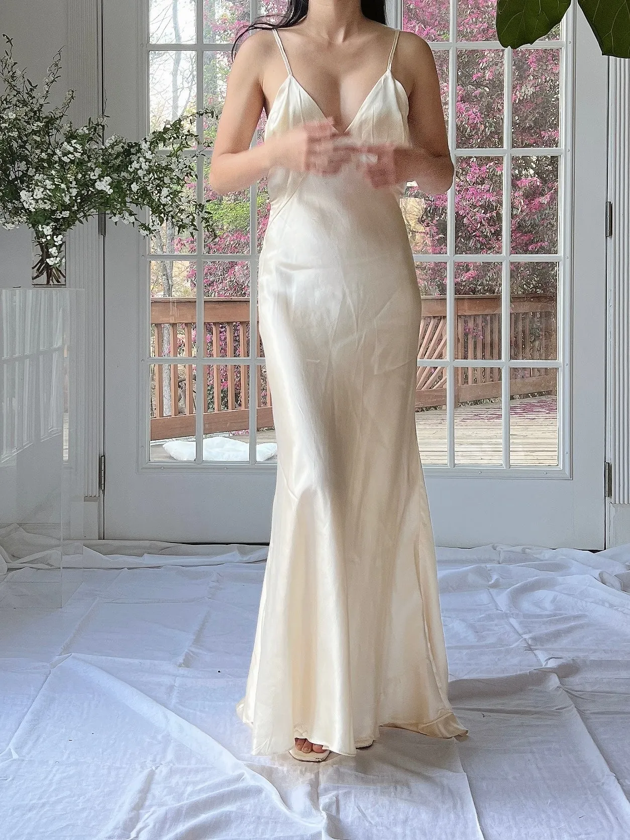 1930s Satin Bias Cut Slip - XS