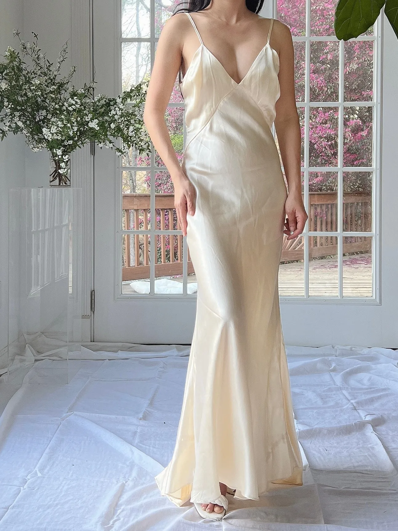 1930s Satin Bias Cut Slip - XS