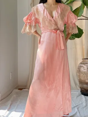 1930s Satin Puff Sleeve Dressing Gown - S