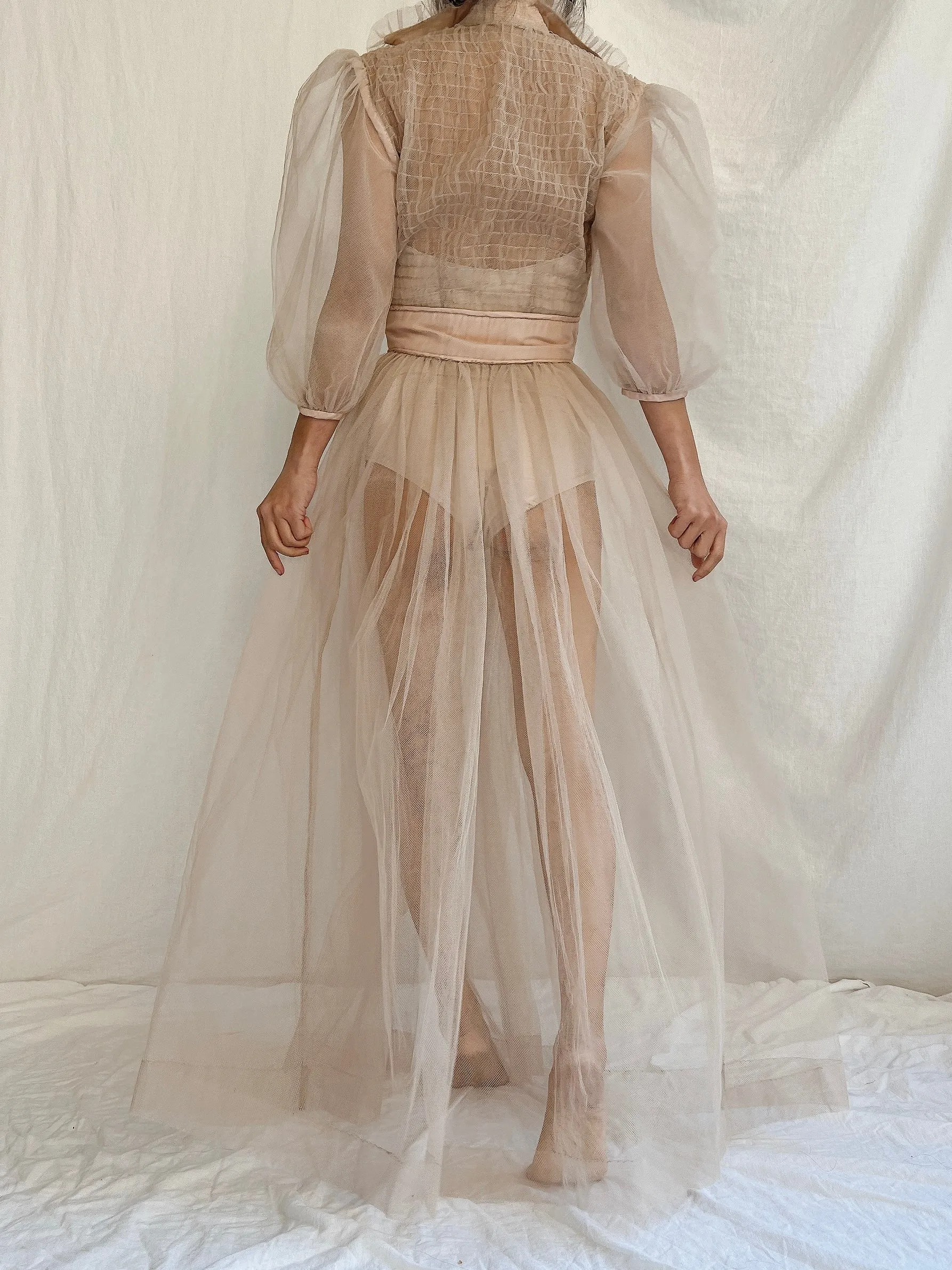 1940s Tulle Dressing Gown - XS