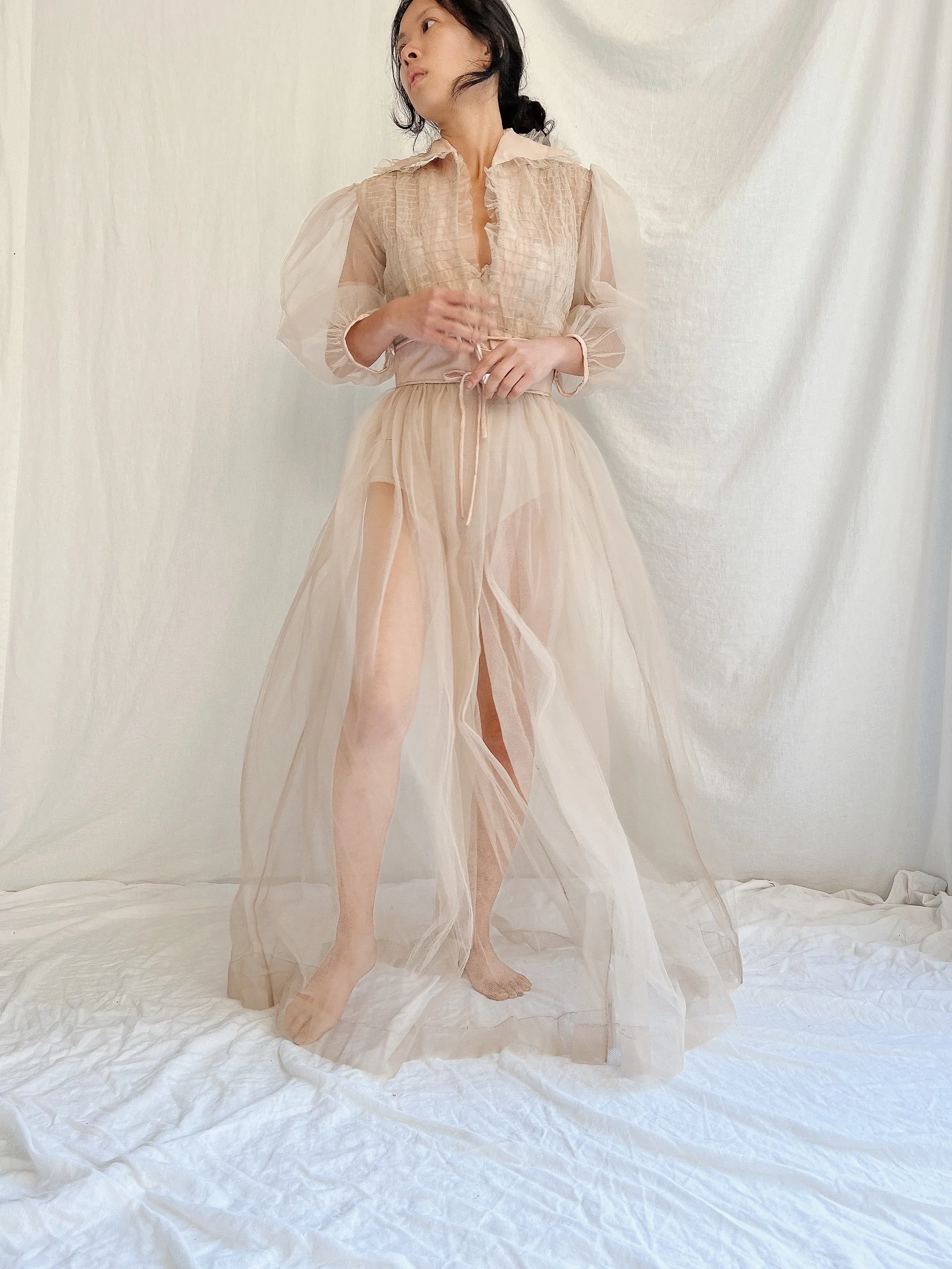 1940s Tulle Dressing Gown - XS