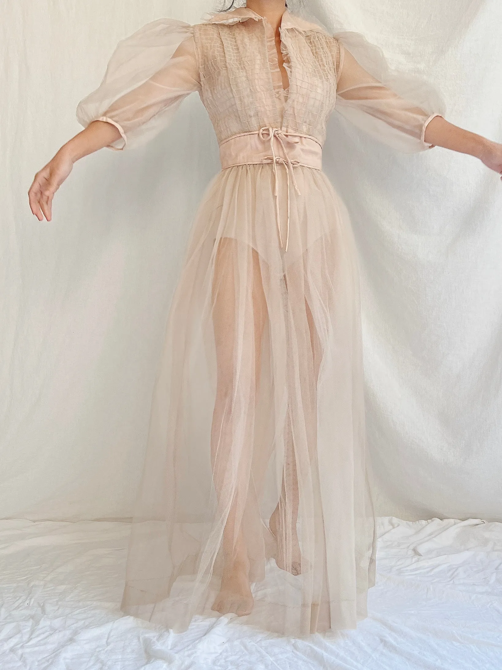 1940s Tulle Dressing Gown - XS