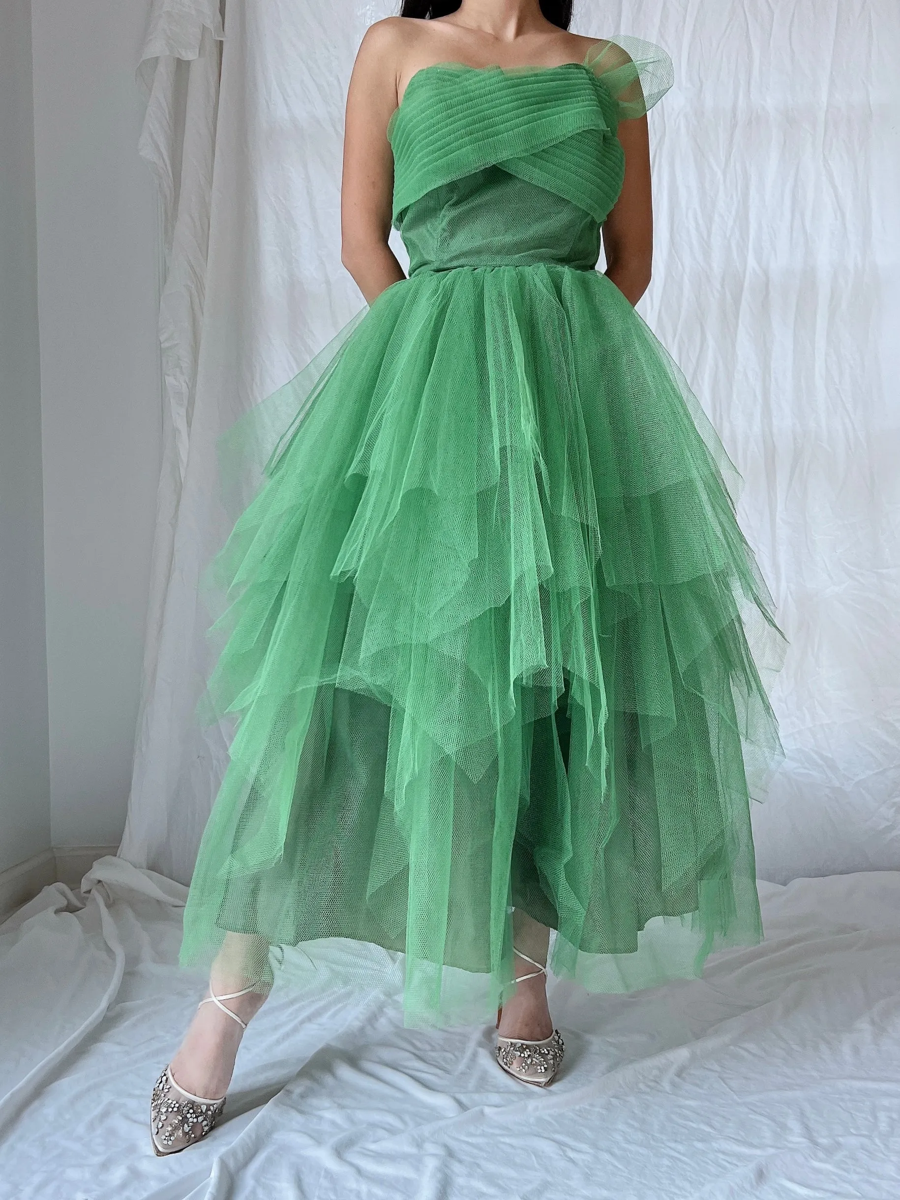 1950s Handkerchief Tulle Dress - XS