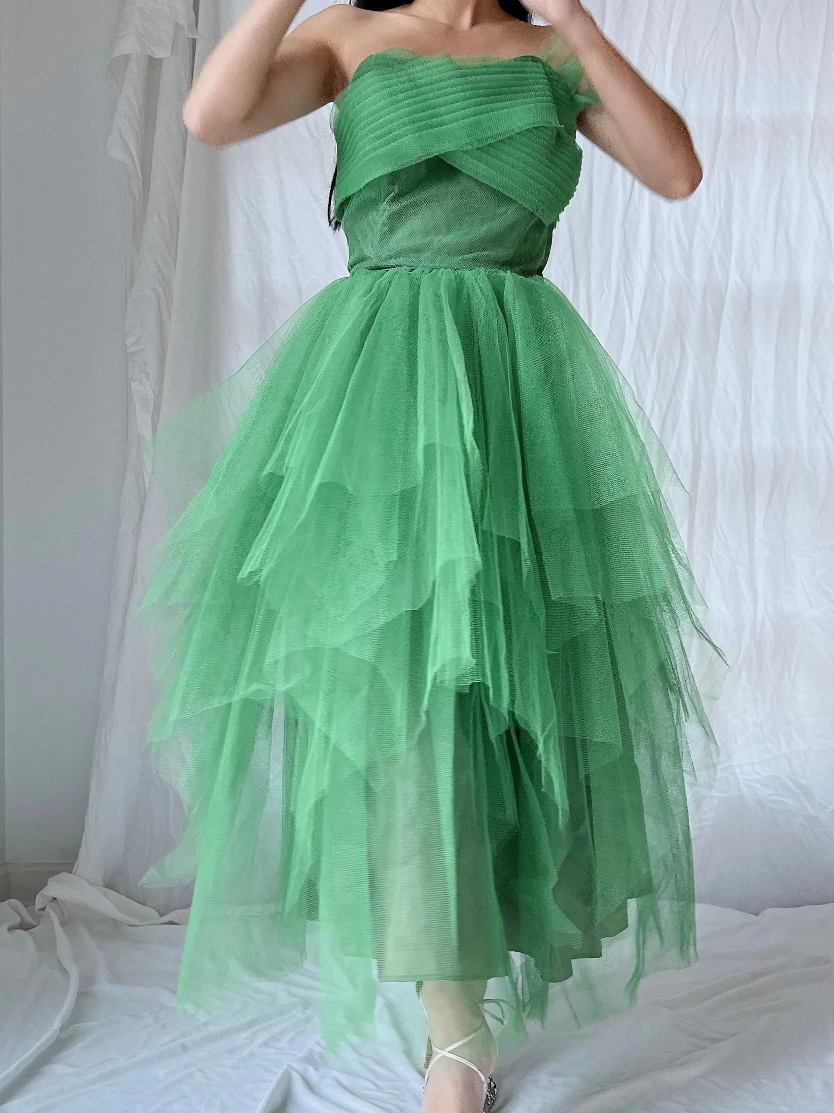 1950s Handkerchief Tulle Dress - XS