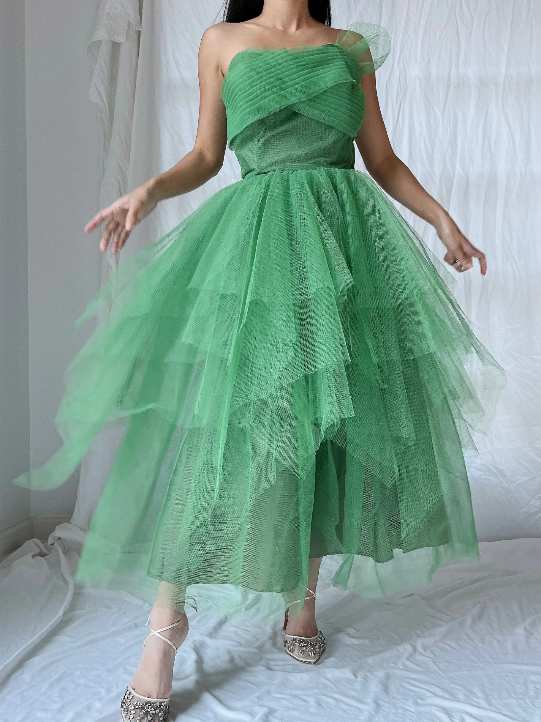 1950s Handkerchief Tulle Dress - XS