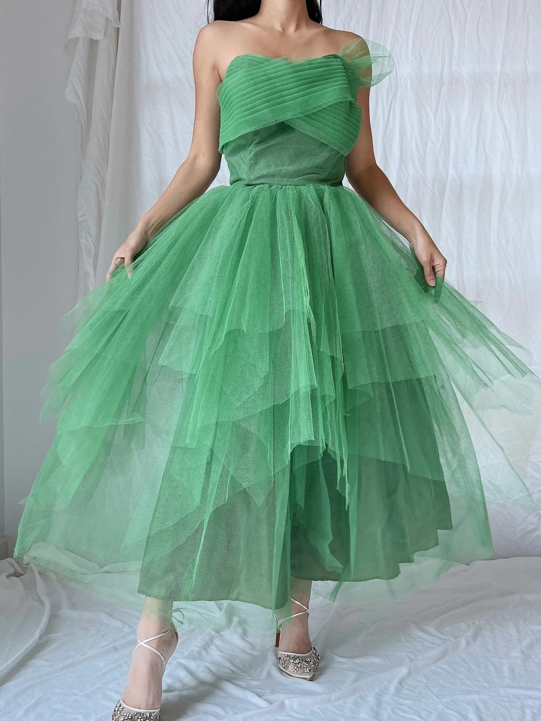 1950s Handkerchief Tulle Dress - XS