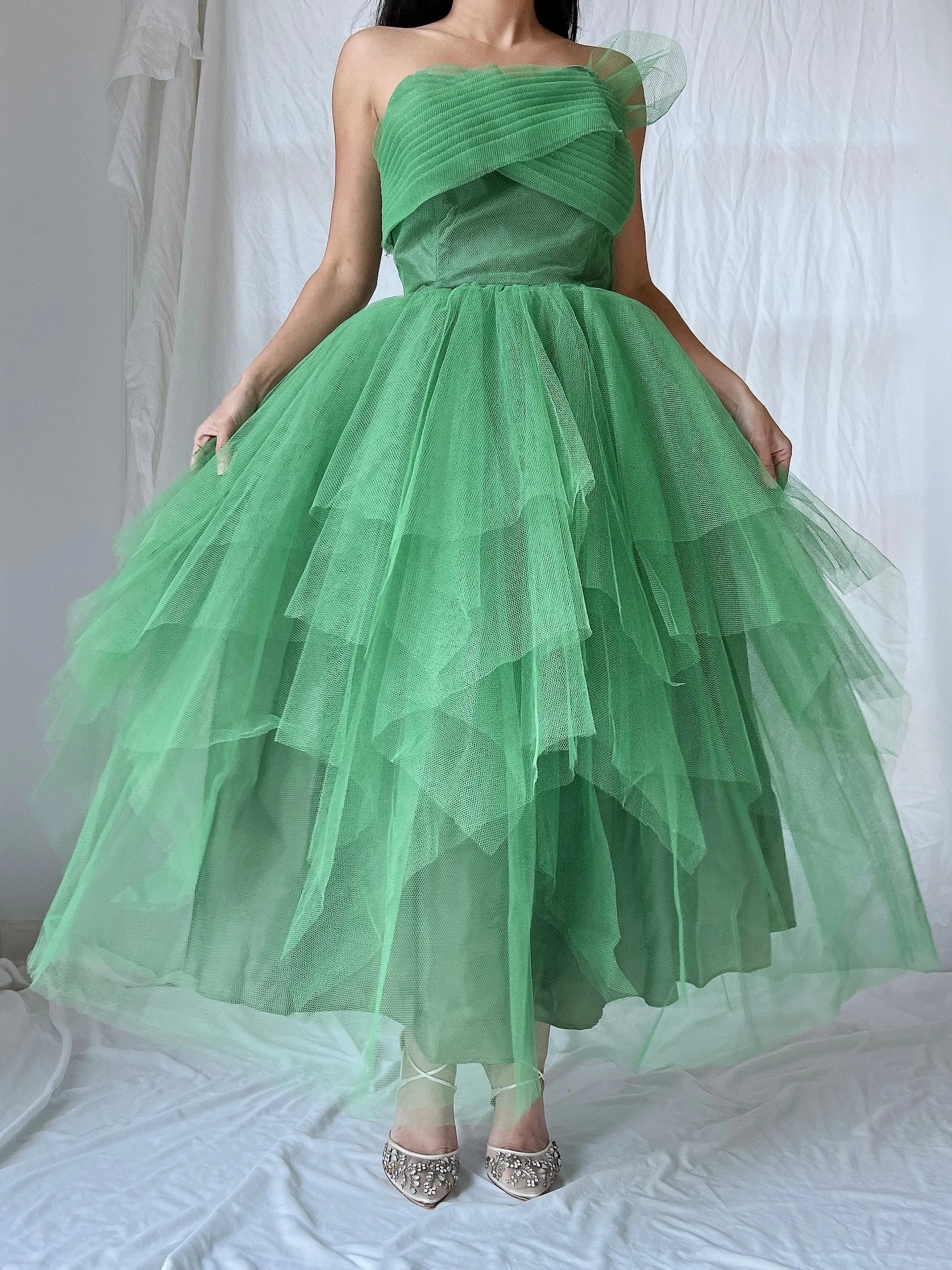 1950s Handkerchief Tulle Dress - XS