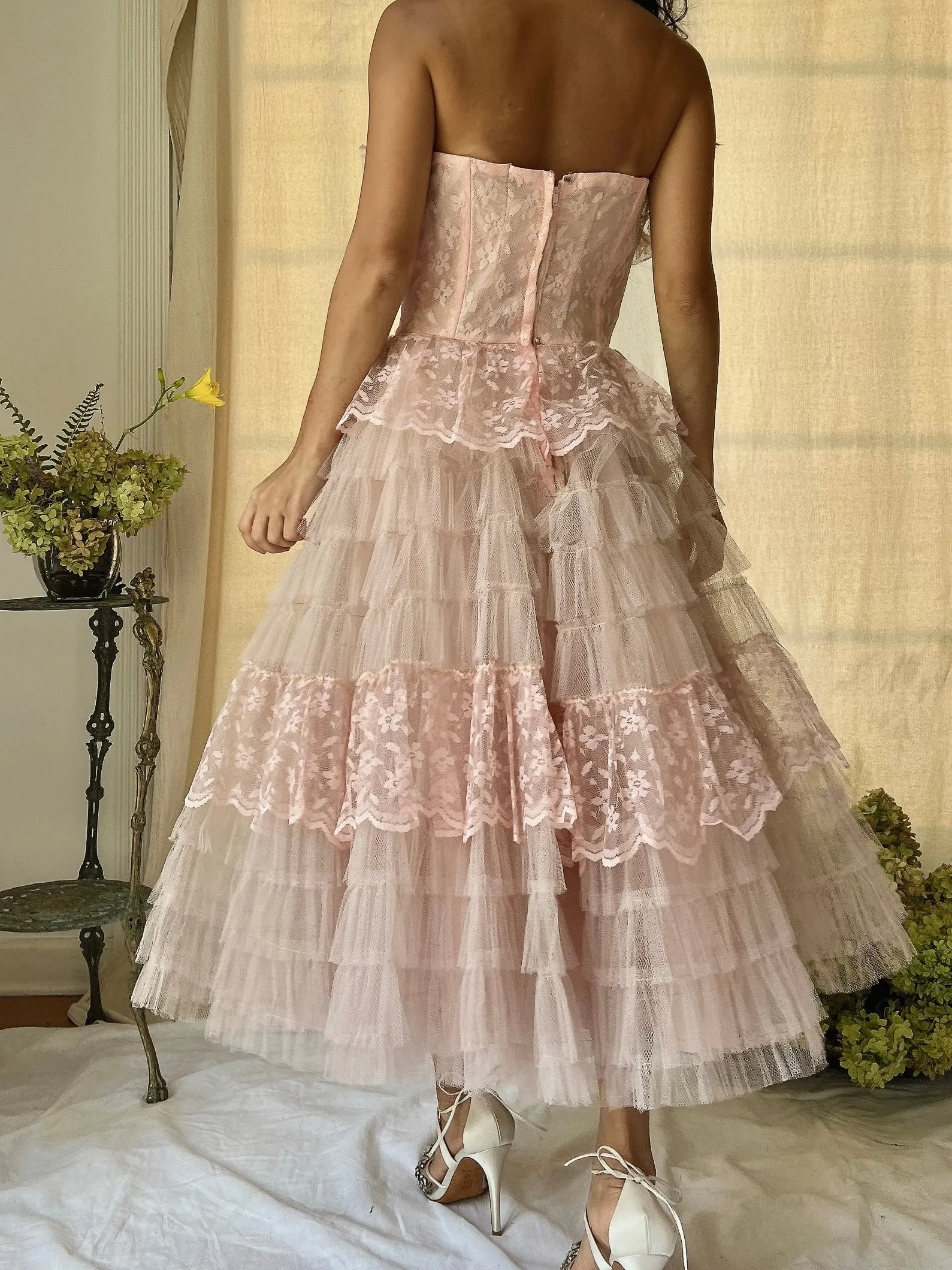 1950s Pink Tulle Dress - XS