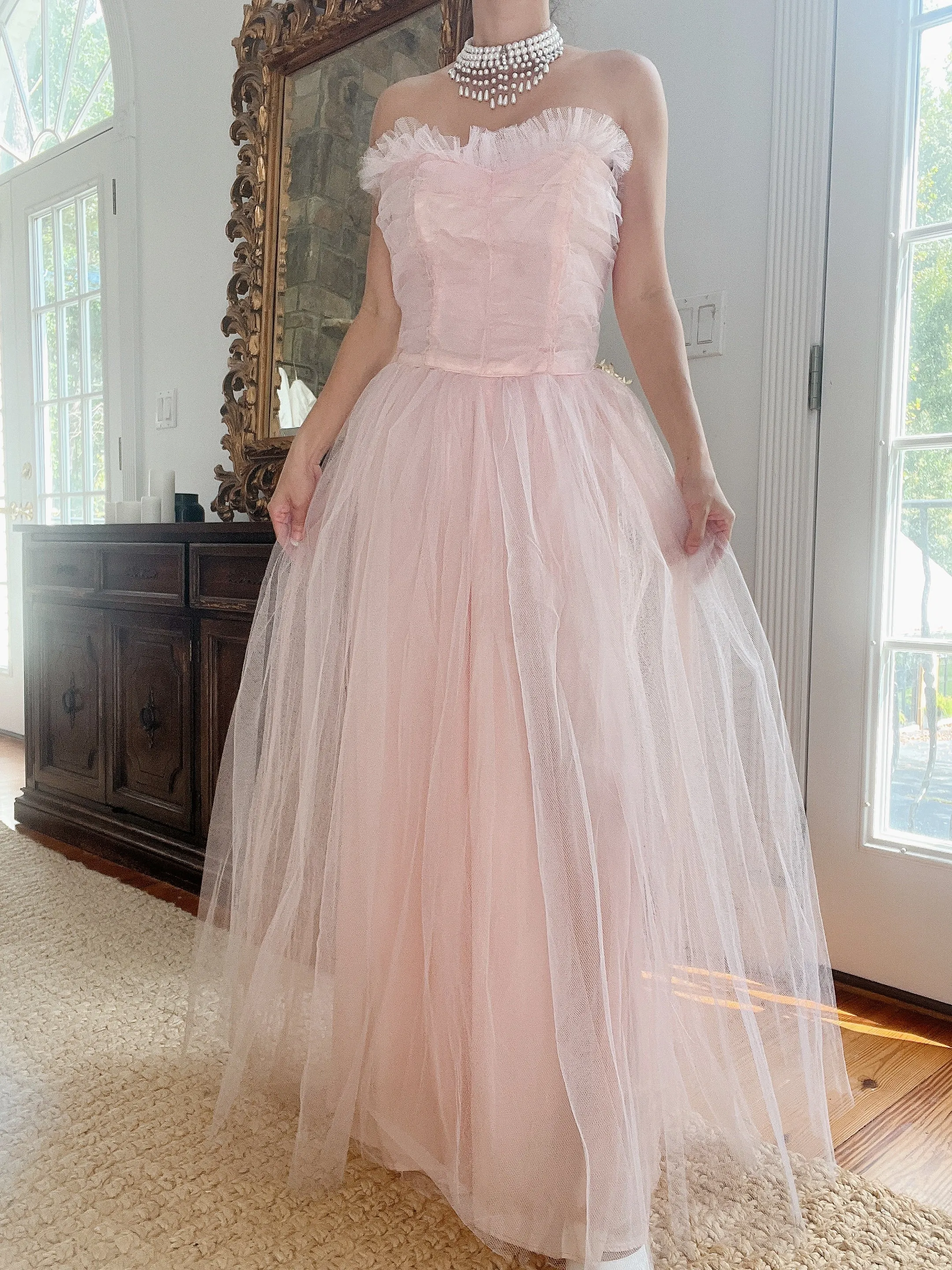 1950s Pink Tulle Dress - XS