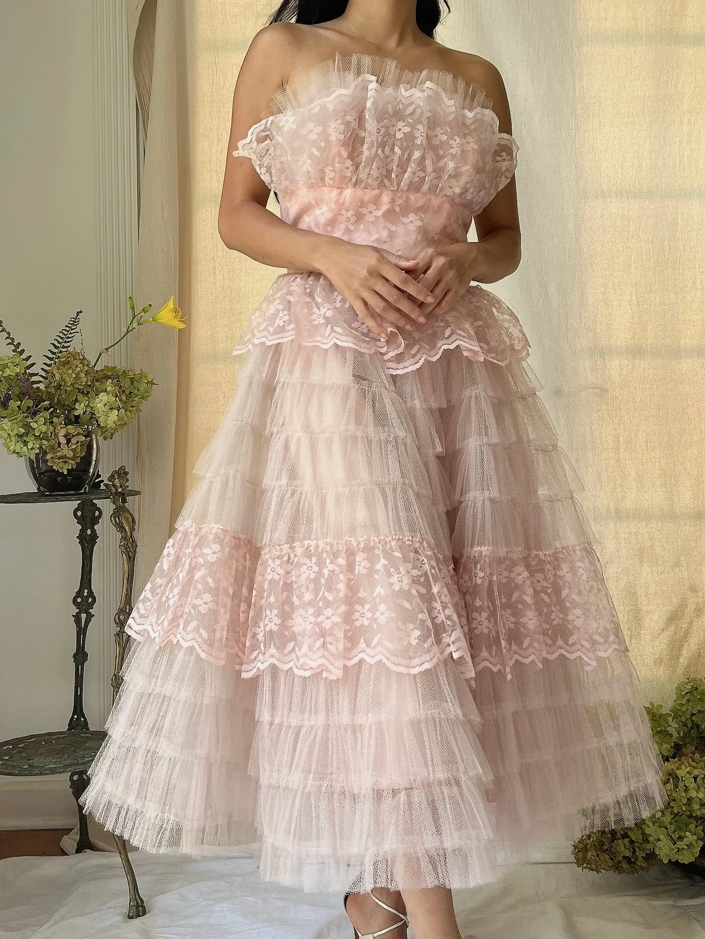 1950s Pink Tulle Dress - XS