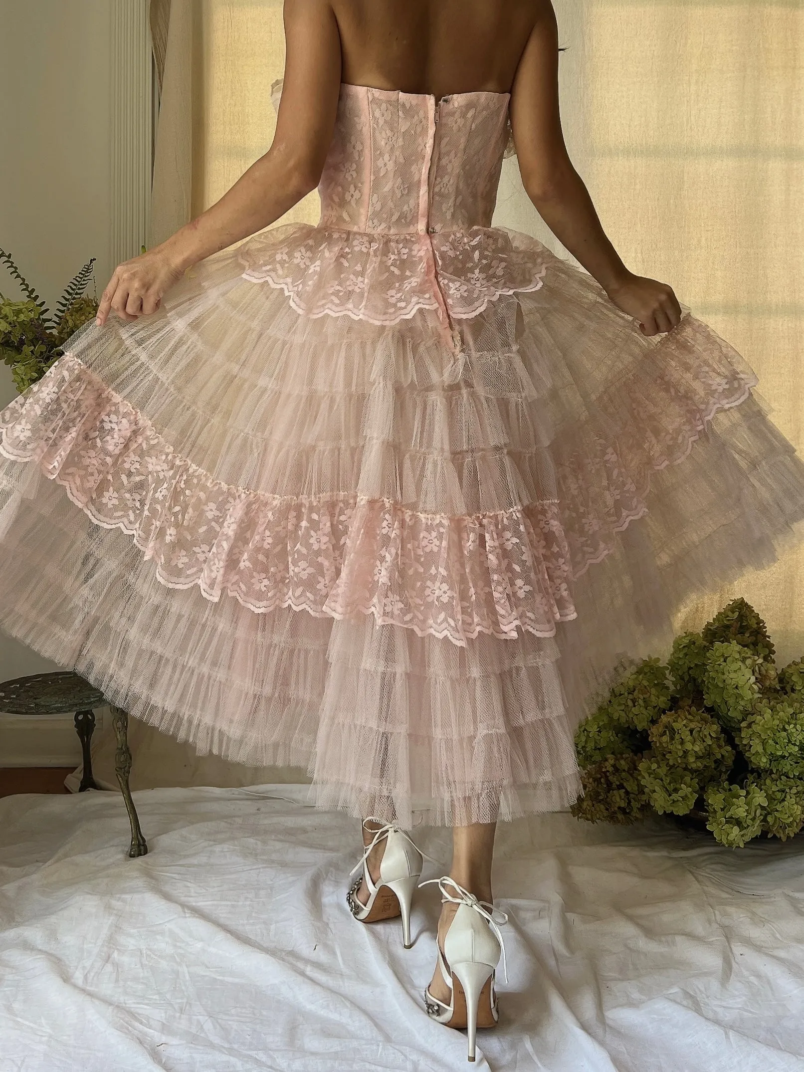 1950s Pink Tulle Dress - XS