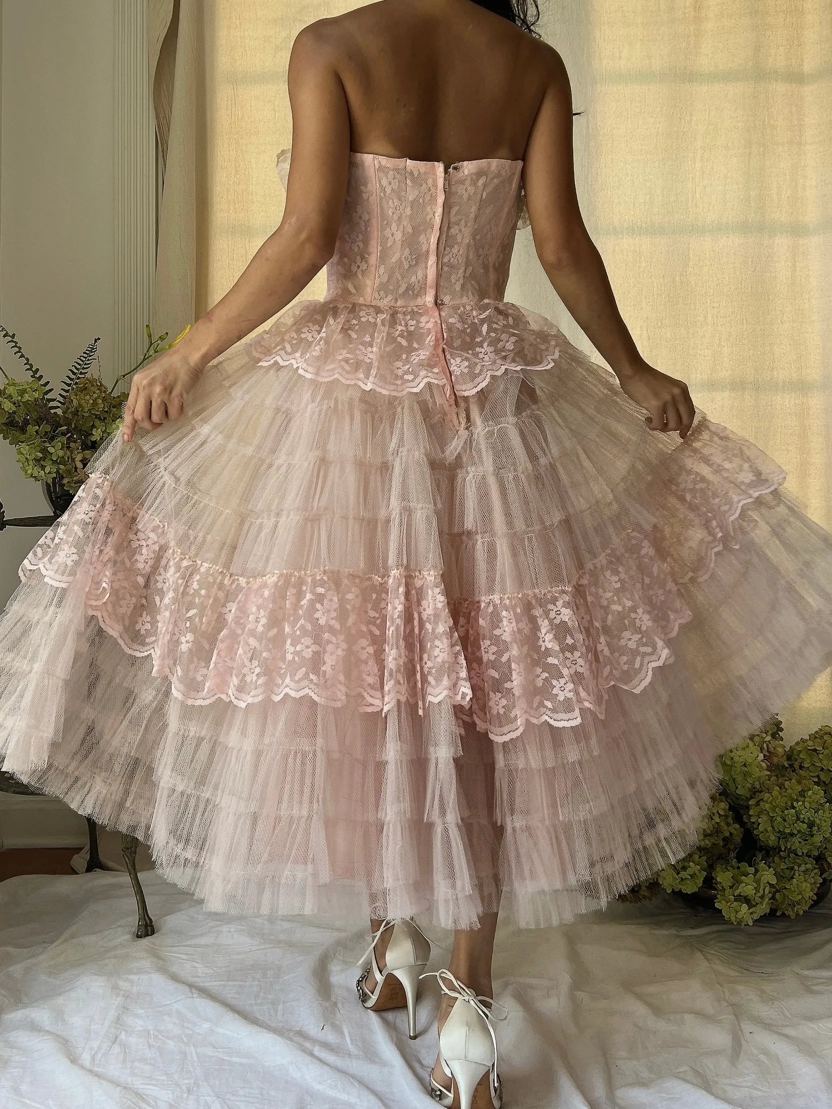 1950s Pink Tulle Dress - XS