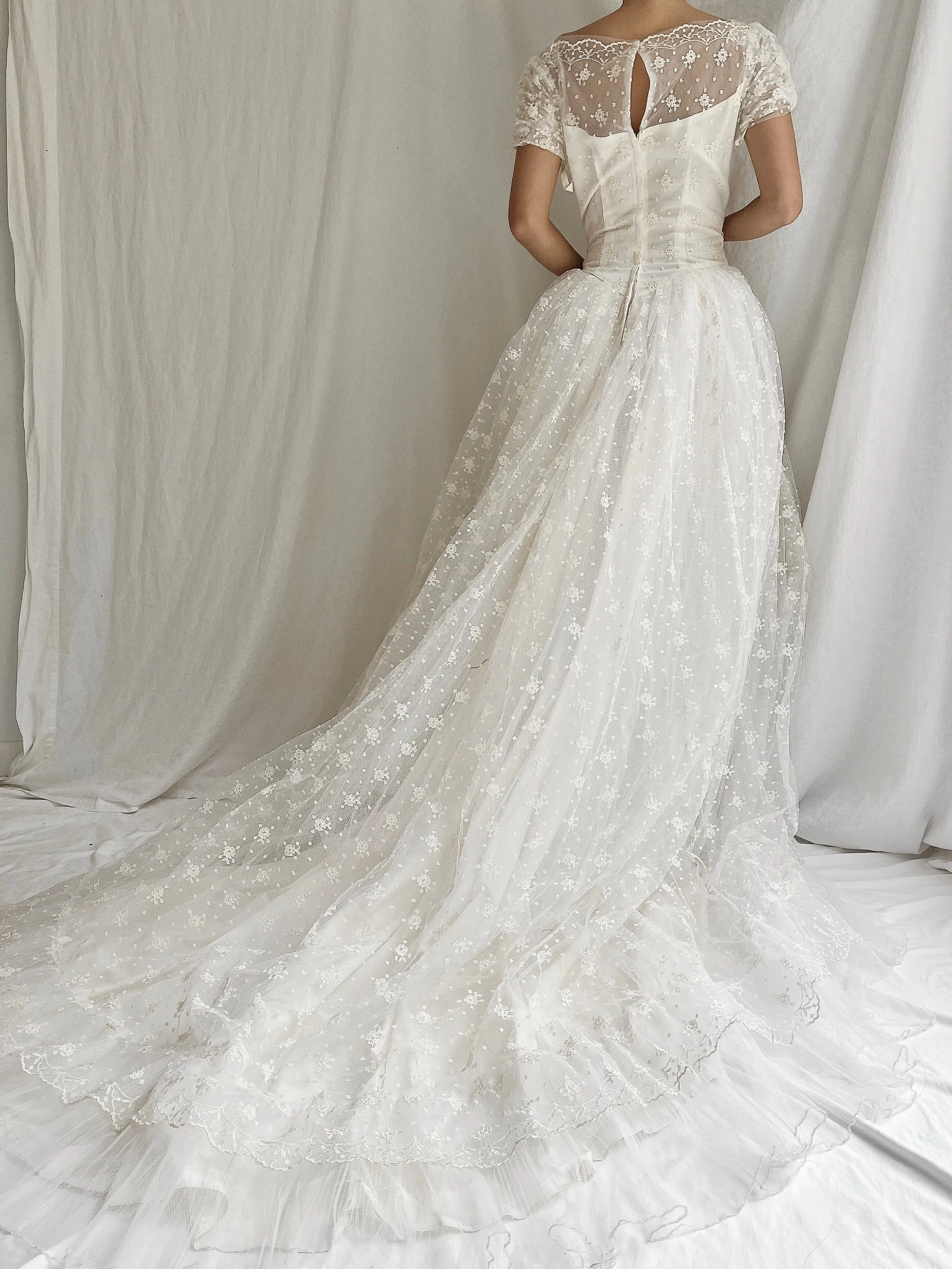 1950s Tulle and Lace Gown - XS