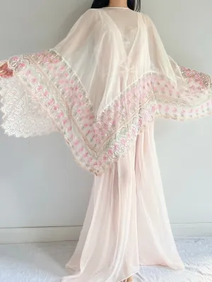 1960s Chiffon and Crochet Asymmetrical Cape - OSFM