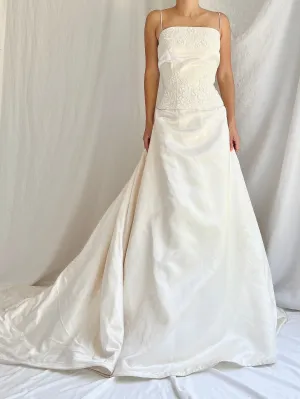 1990s Silk Beaded Dropped Waist Gown - M/8/10