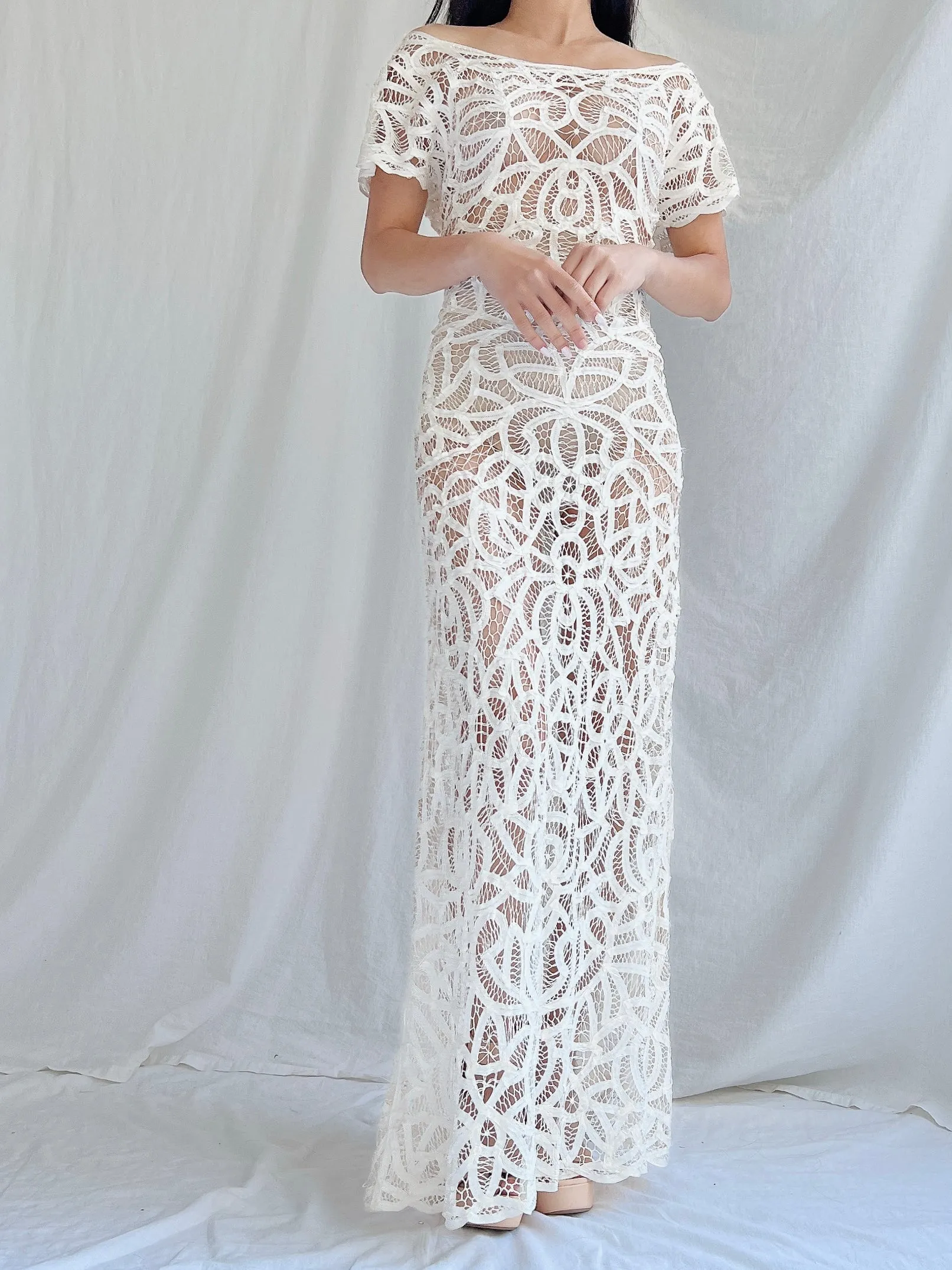 1990s Tape Lace Dress - M