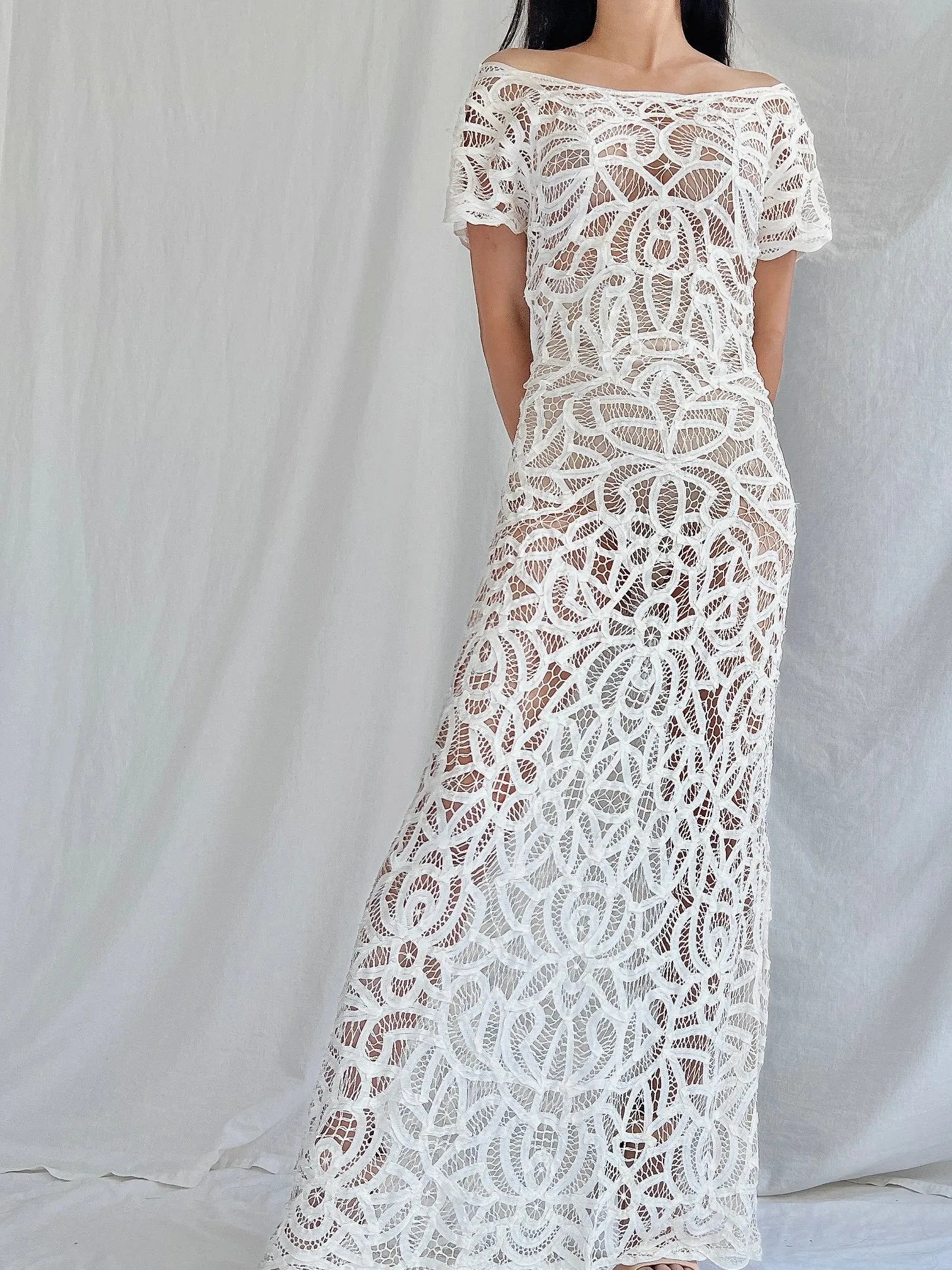 1990s Tape Lace Dress - M