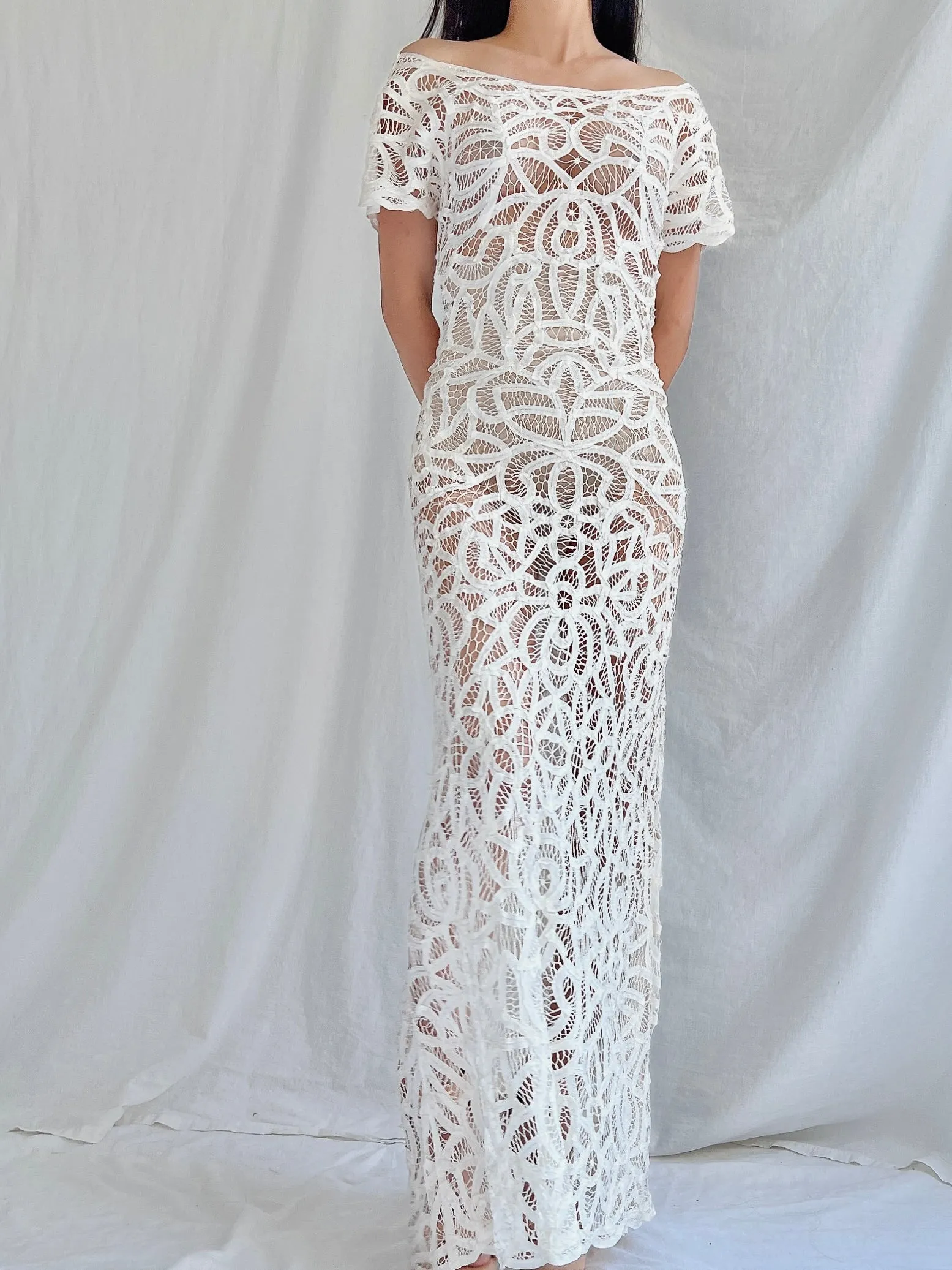 1990s Tape Lace Dress - M