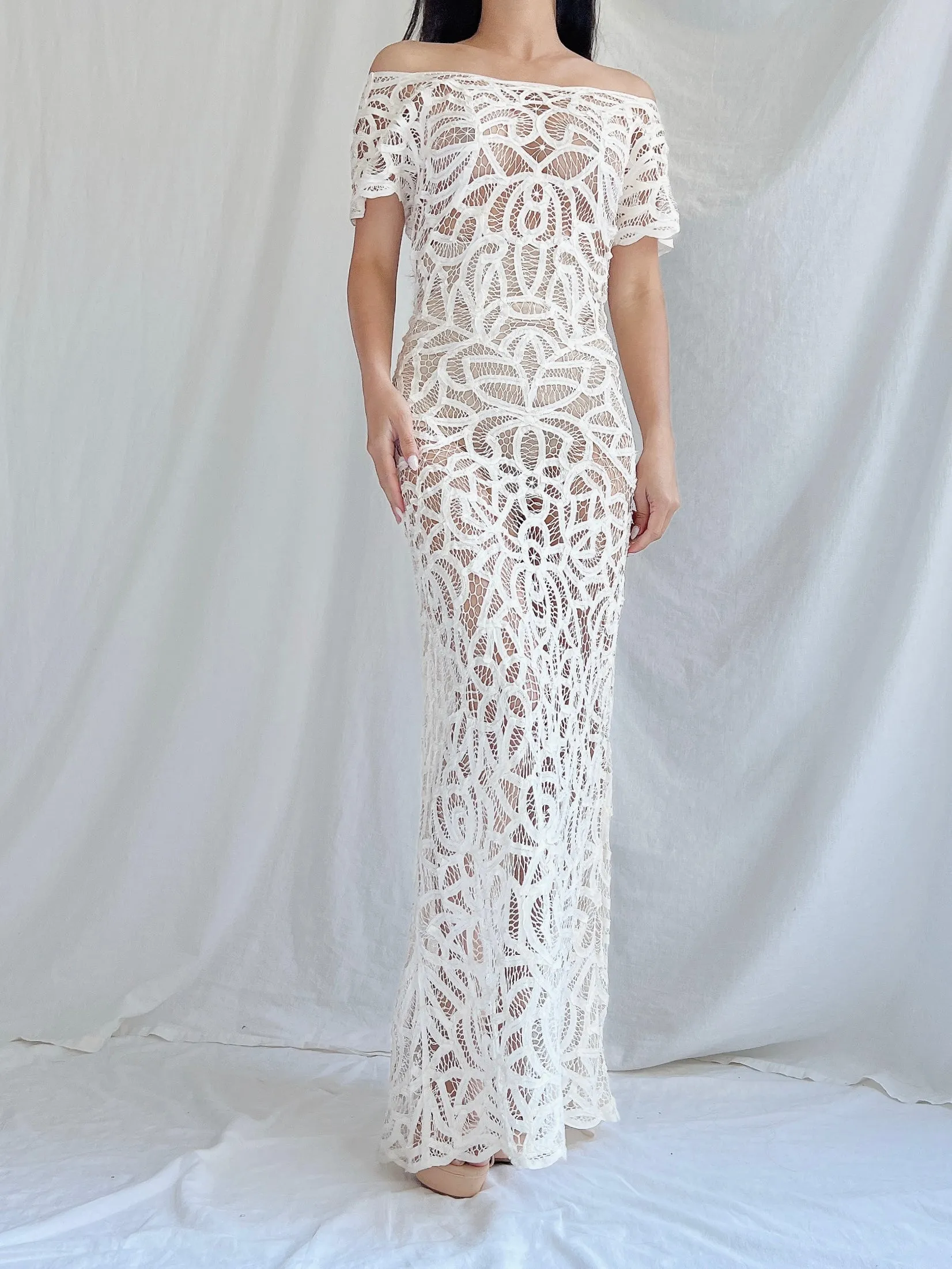 1990s Tape Lace Dress - M