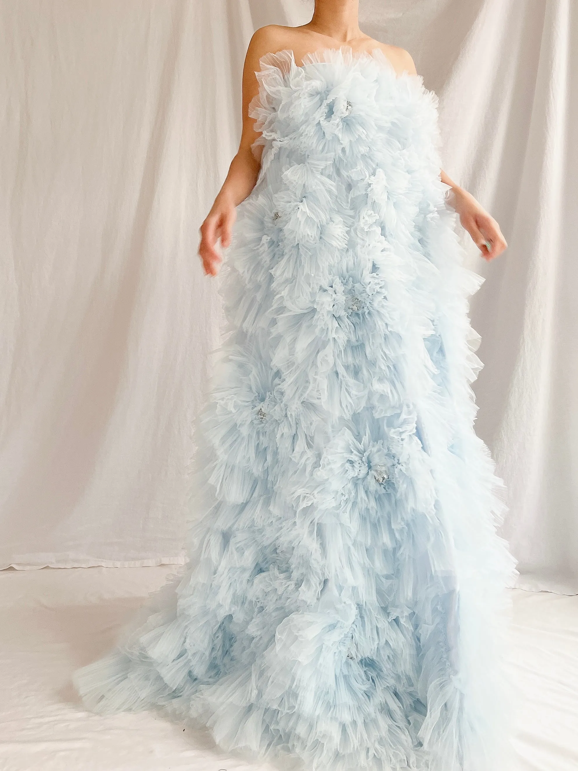 2000s Baby Blue Ruffle Dress/Skirt - XS-S