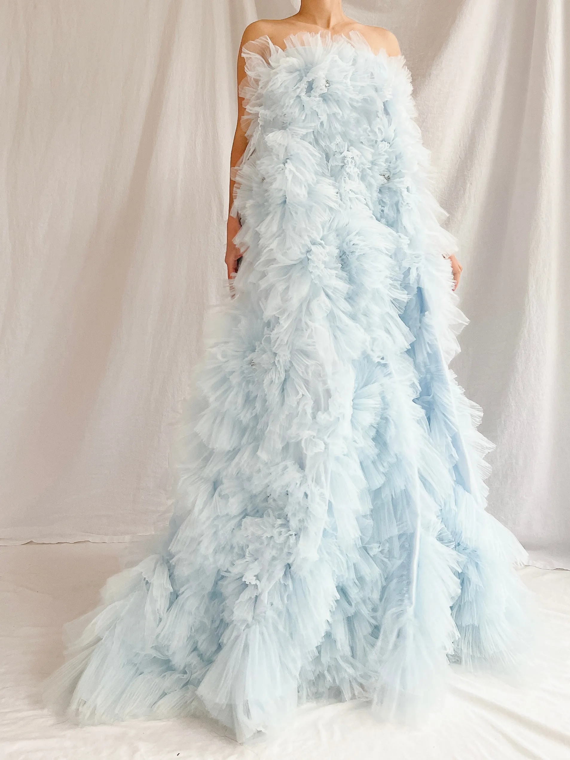 2000s Baby Blue Ruffle Dress/Skirt - XS-S
