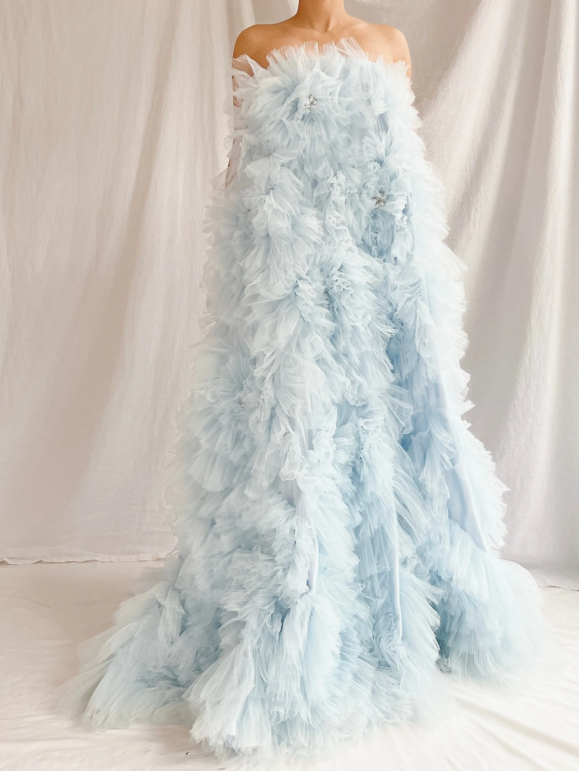 2000s Baby Blue Ruffle Dress/Skirt - XS-S