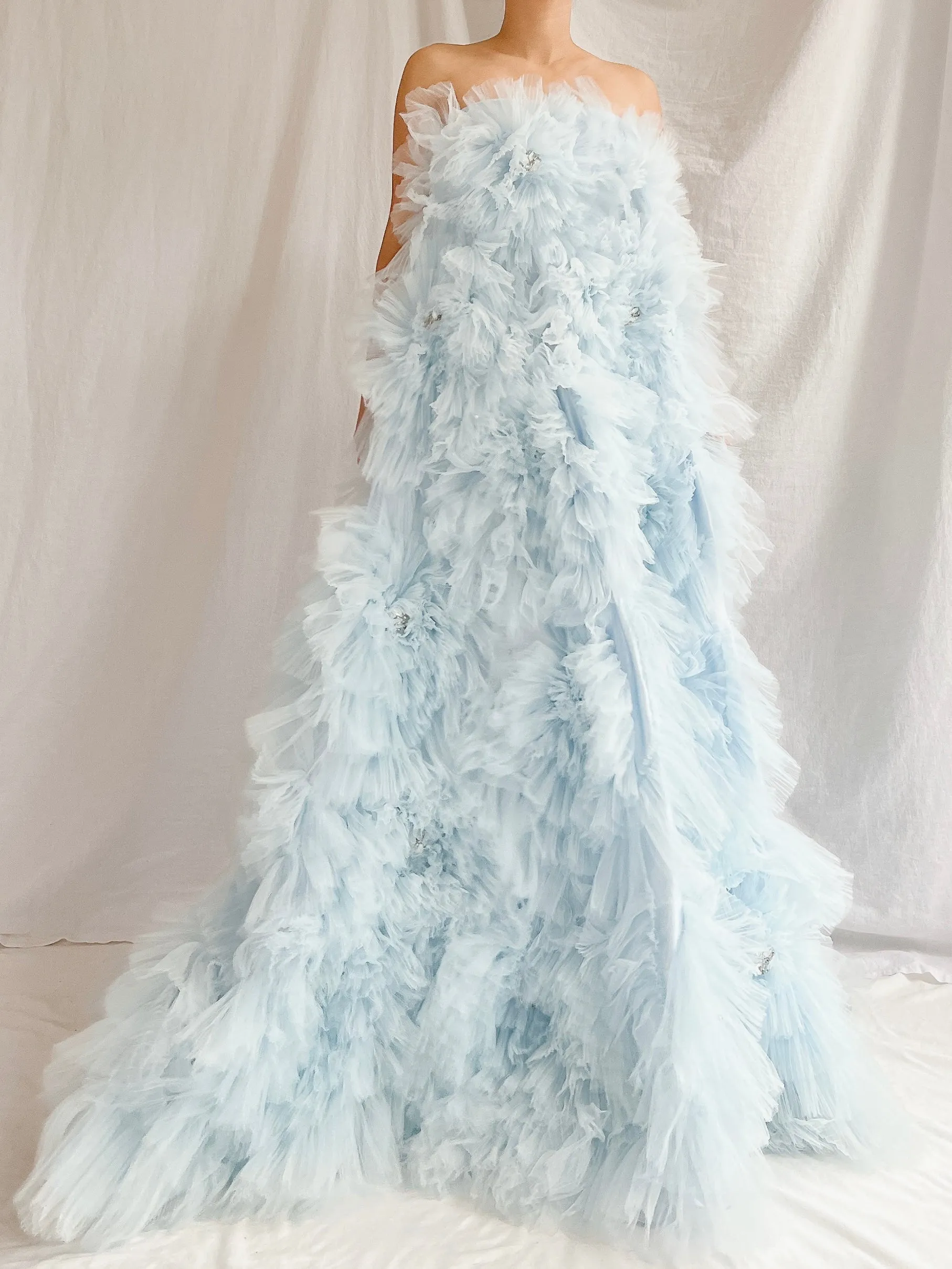 2000s Baby Blue Ruffle Dress/Skirt - XS-S