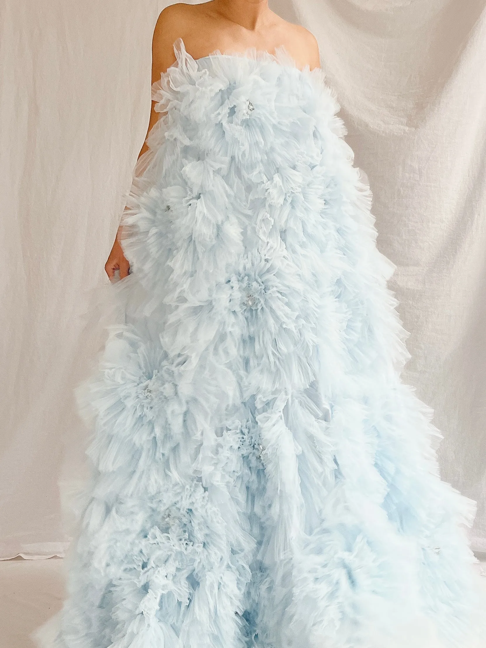 2000s Baby Blue Ruffle Dress/Skirt - XS-S