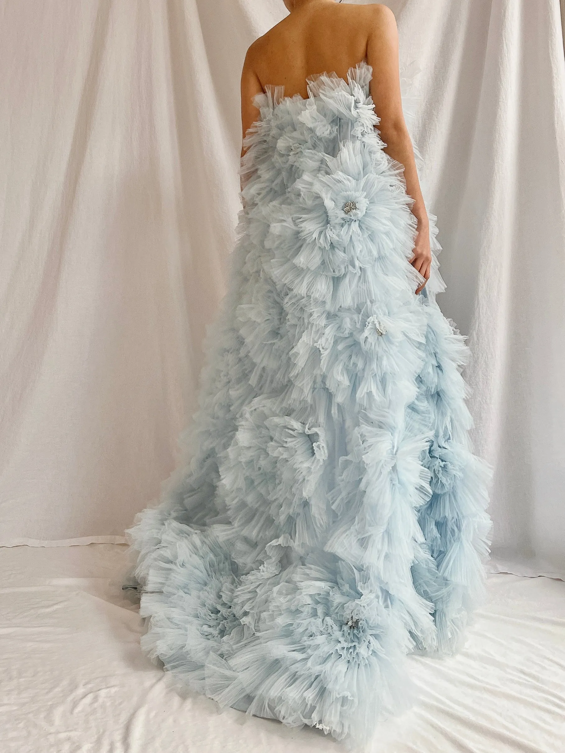 2000s Baby Blue Ruffle Dress/Skirt - XS-S