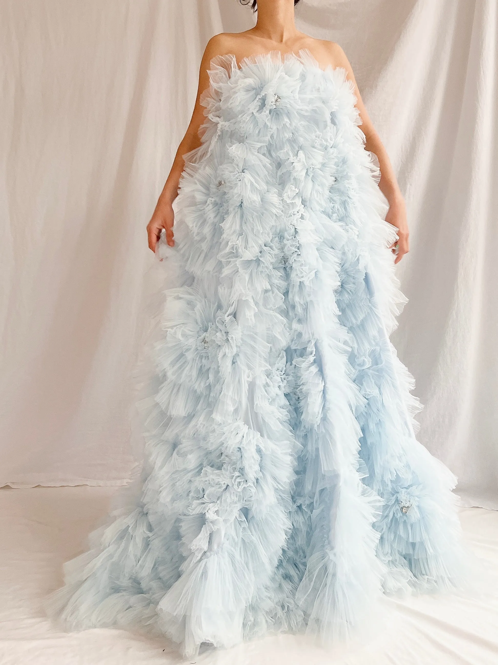 2000s Baby Blue Ruffle Dress/Skirt - XS-S