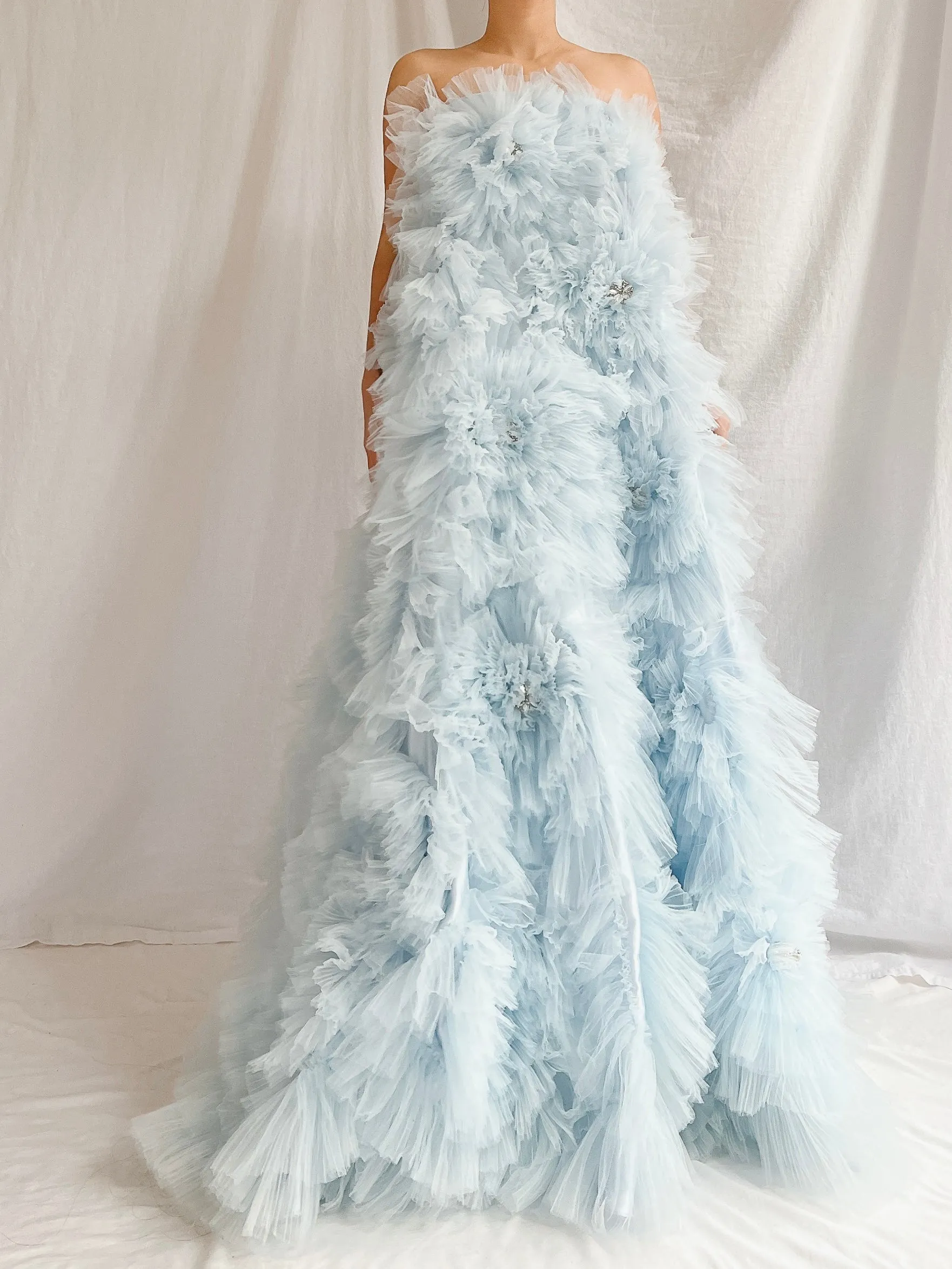 2000s Baby Blue Ruffle Dress/Skirt - XS-S