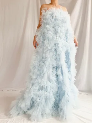 2000s Baby Blue Ruffle Dress/Skirt - XS-S