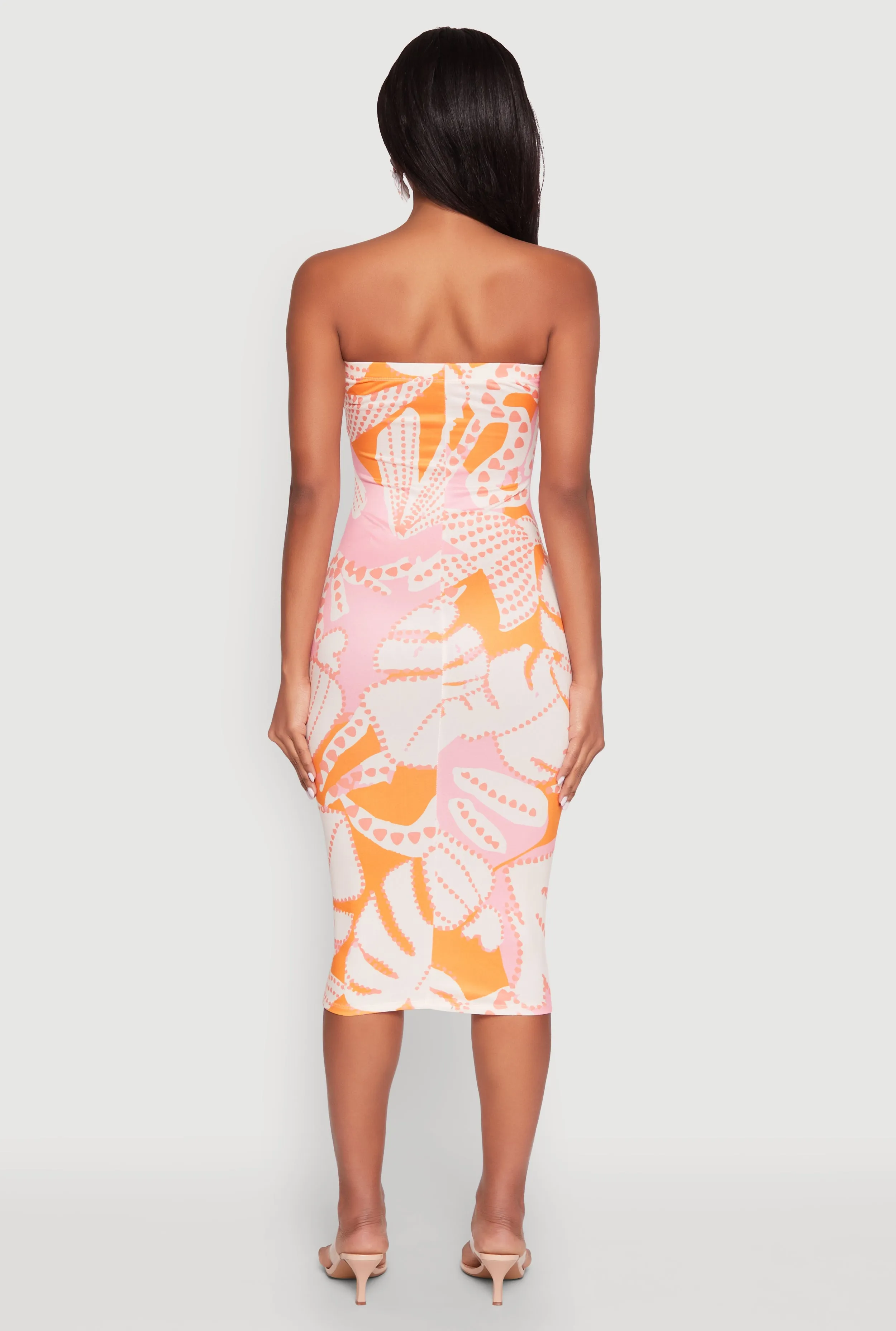 Abstract Print Midi Tube Dress