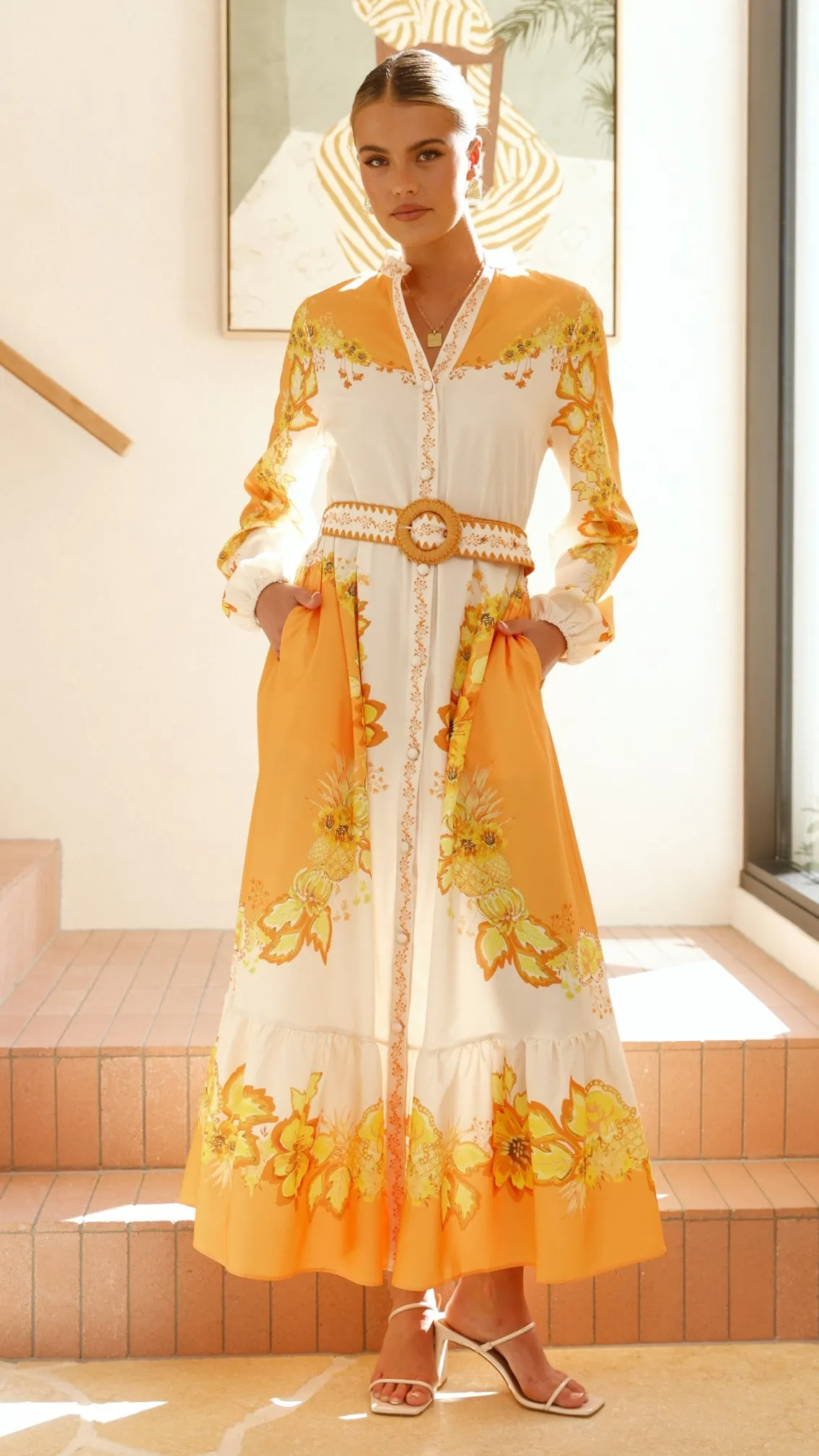 Addison Maxi Dress - Orange/Yellow Floral
