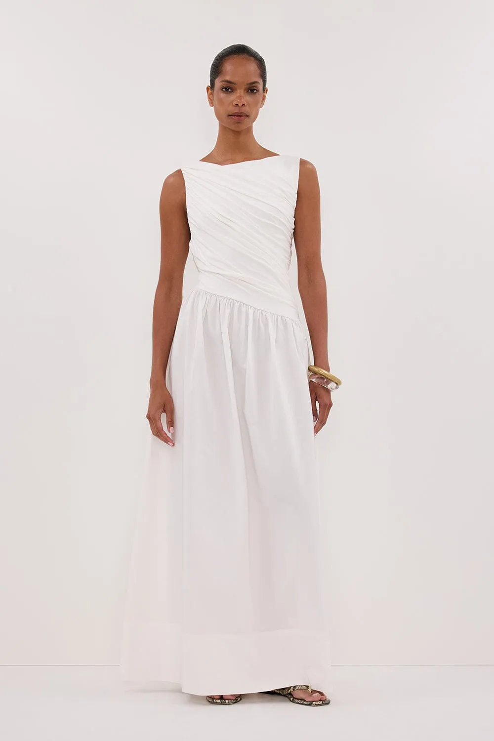 ALEXANDRA WHITE HYBRID MIDI DRESS