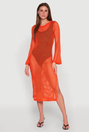 Almost Famous Crochet Side Slit Maxi Dress