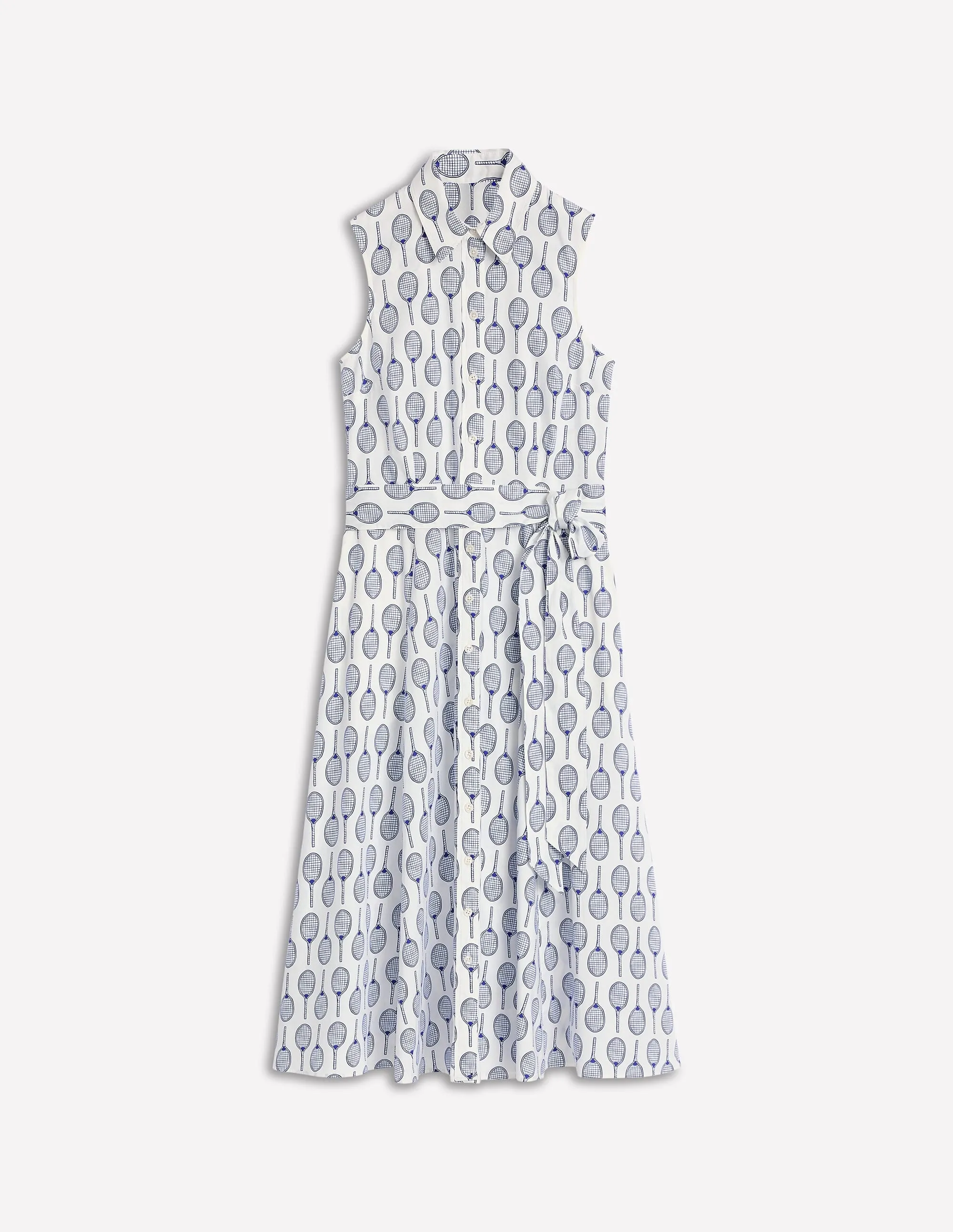 Amy Sleeveless Shirt Dress-Ivory. Tennis