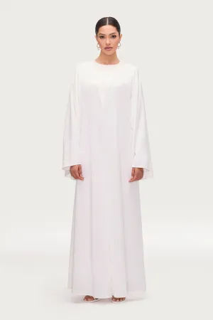 Arwa Flare Sleeve Open Abaya - White