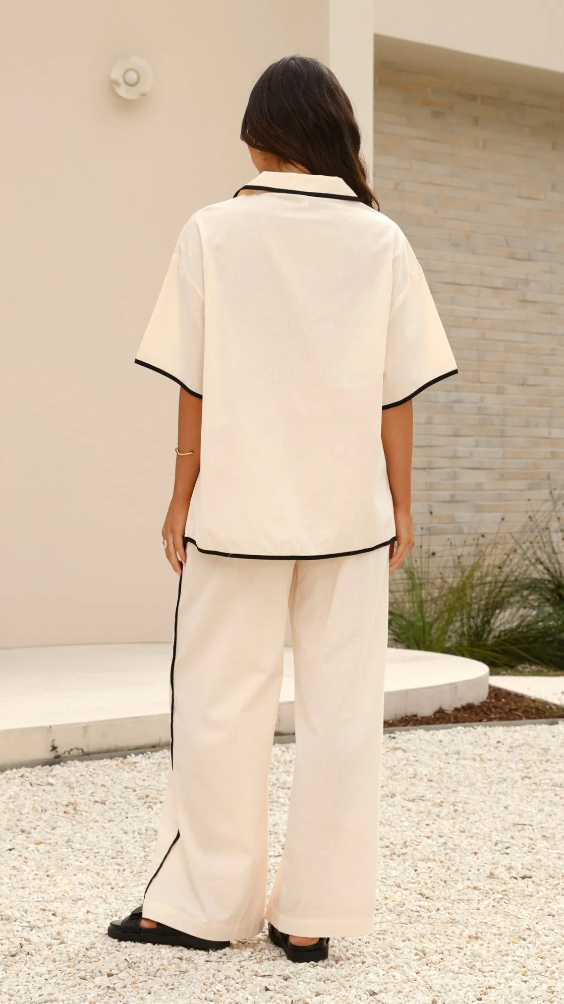 Basima Pants - Beige / Black