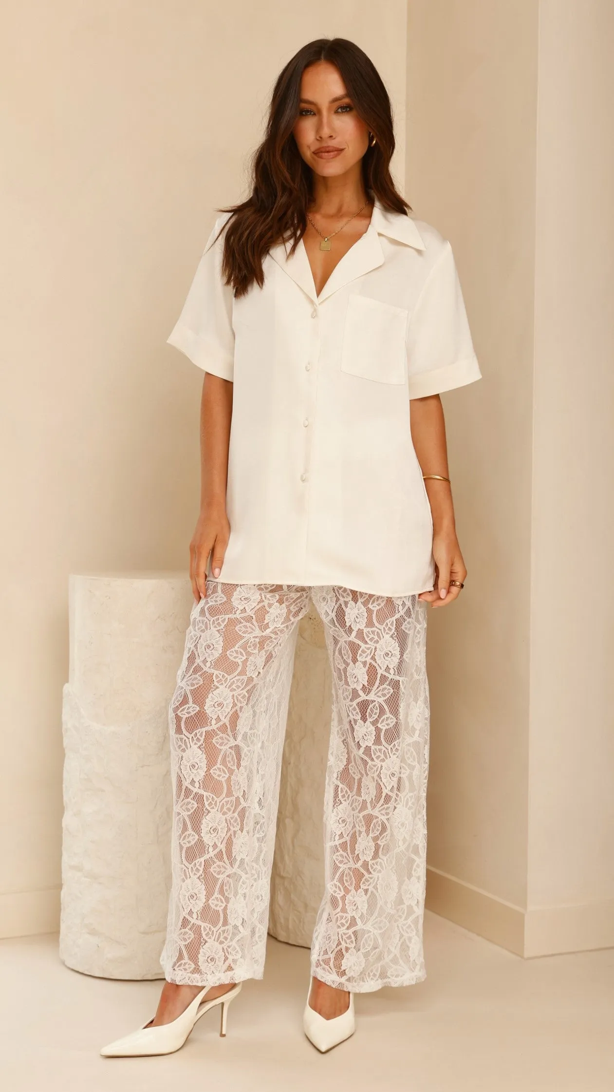 Baxter Pant - White Lace