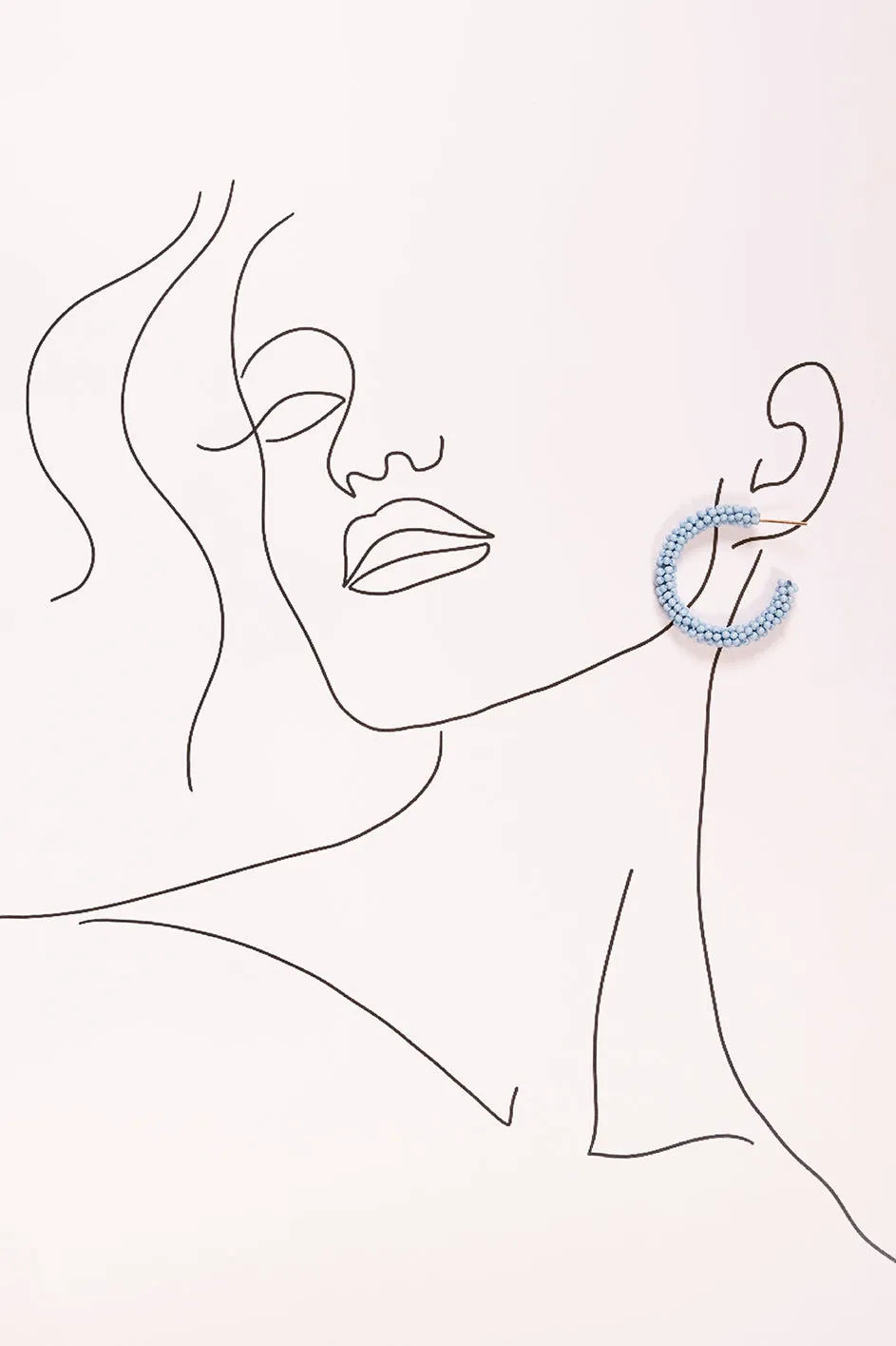 Beaded Hoops in Powder Blue