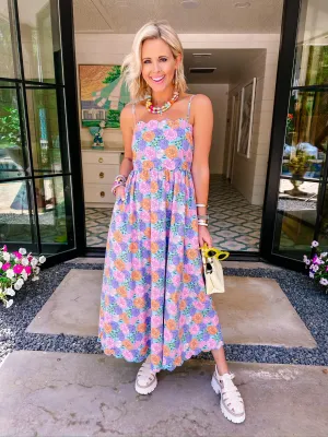 BECCA BLOOM SCALLOP TRIM MIDI DRESS